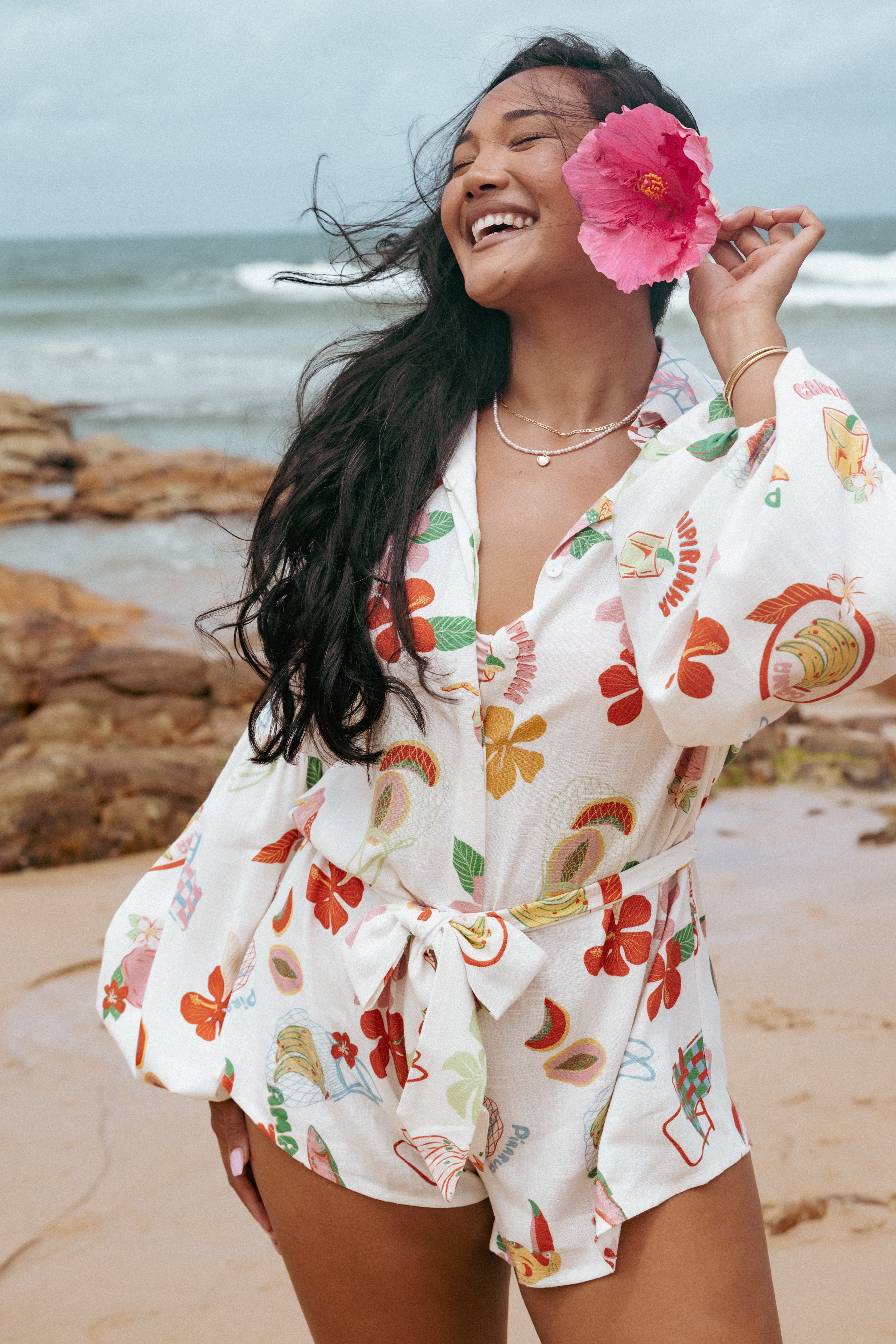 Jillia Long Sleeve Romper - Alfresco