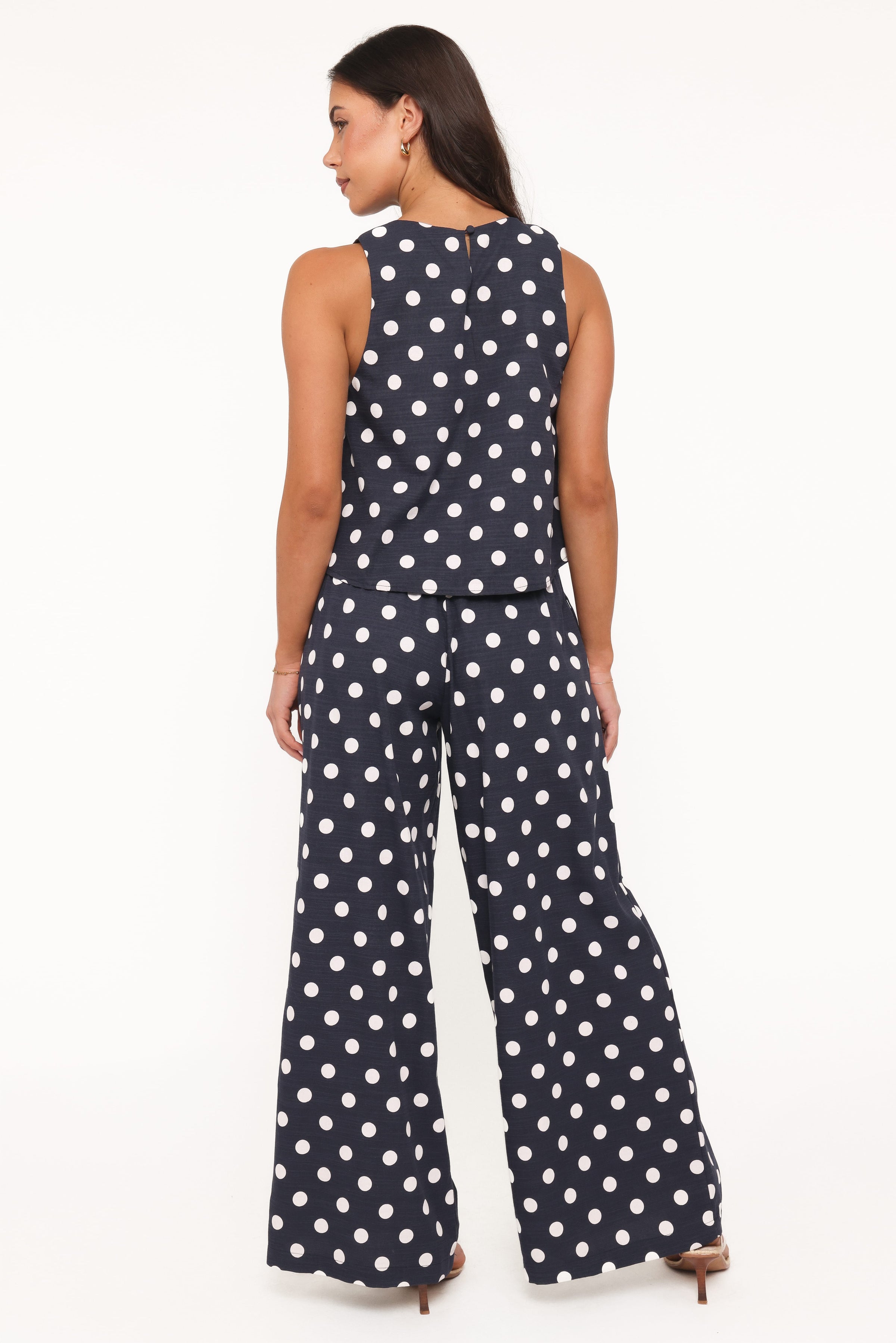 SETS Jillian Smocked Pant Set - Navy Polka Dot