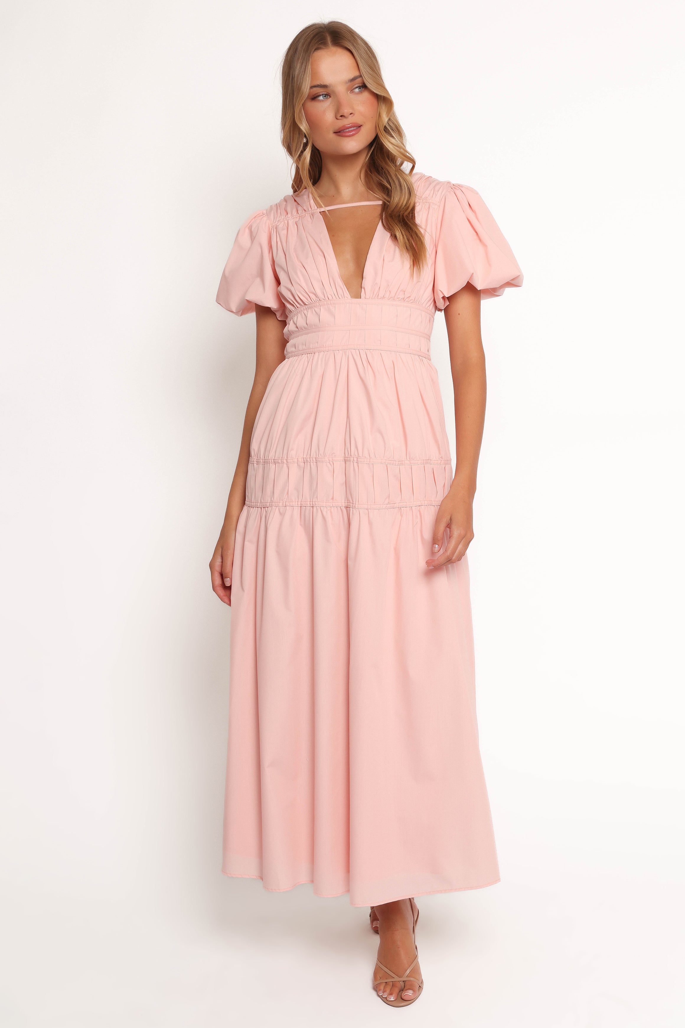 Joedy Puff Sleeve Midi Dress - Pale Pink