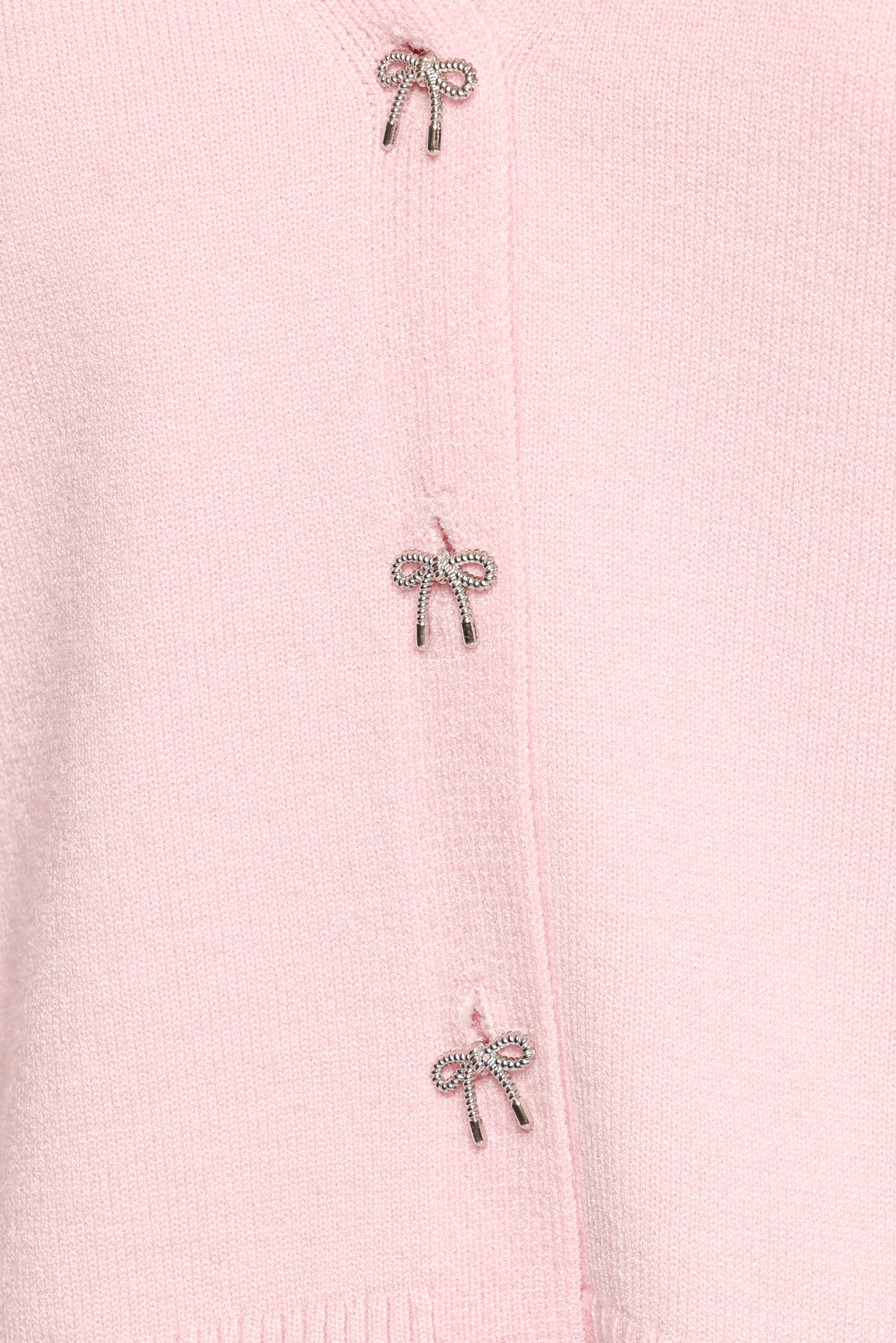 Josey Bow Button Cardigan - Light Pink