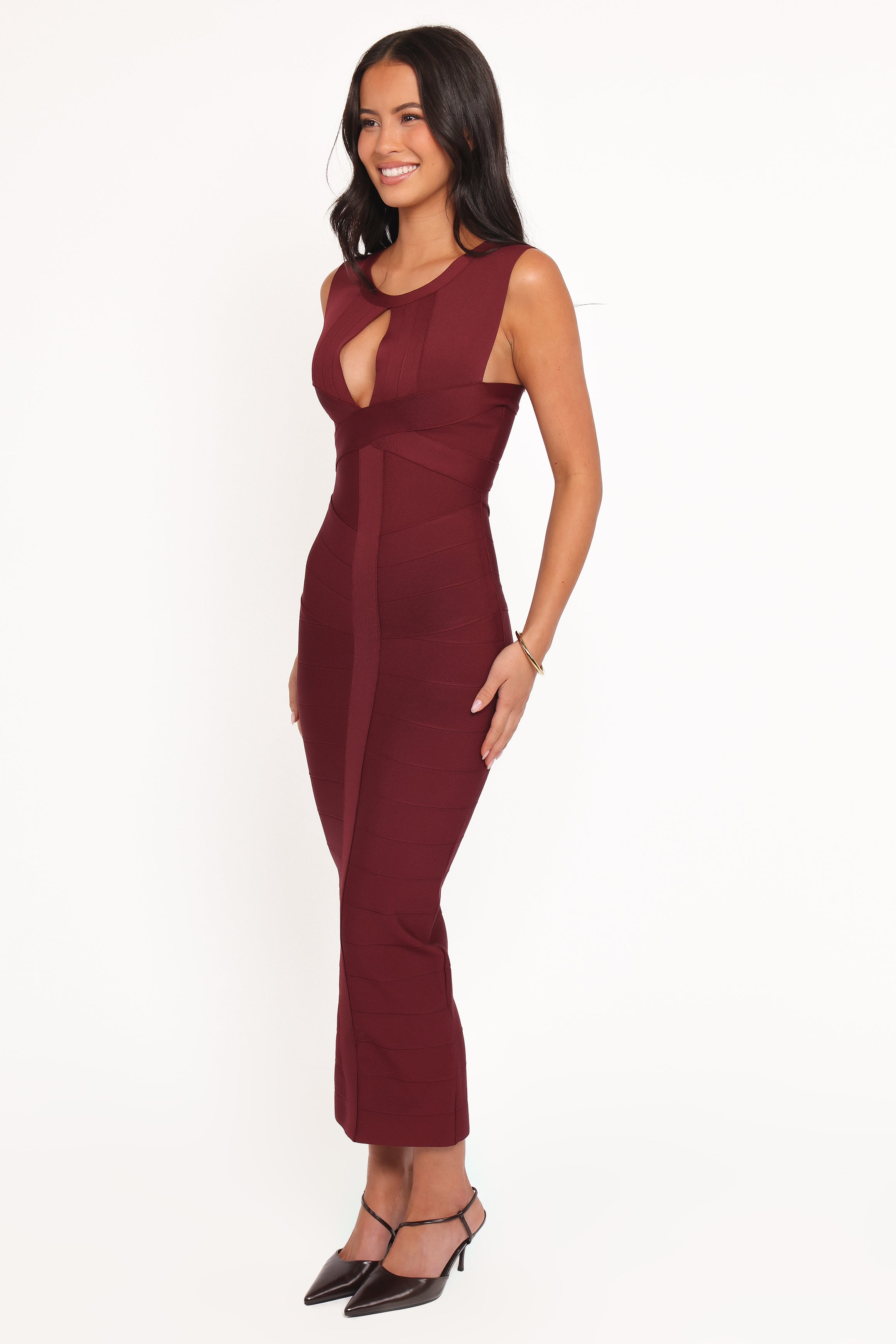 Josiah Midi Dress - Burgundy