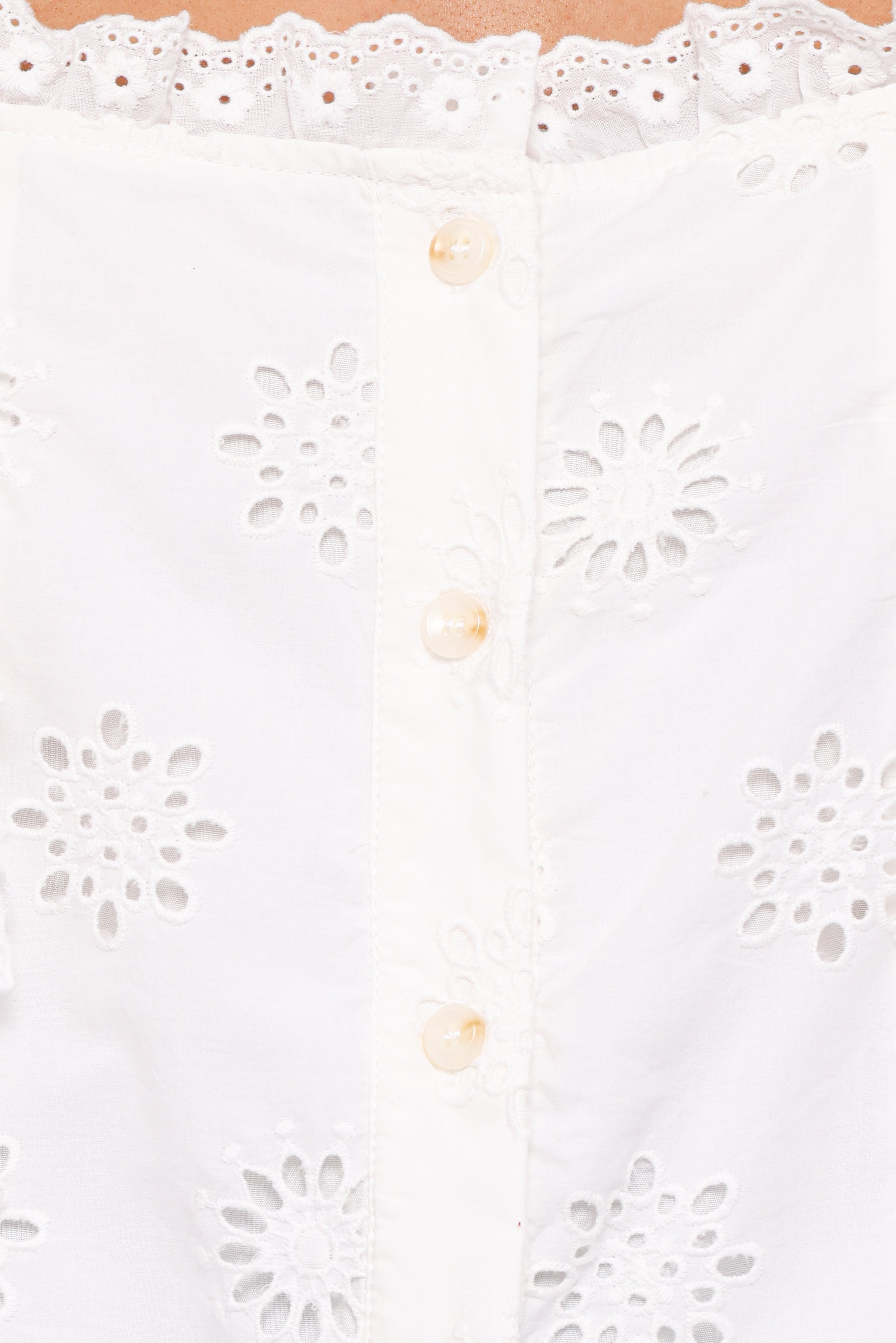 Kairi Eyelet Top - White Broderie