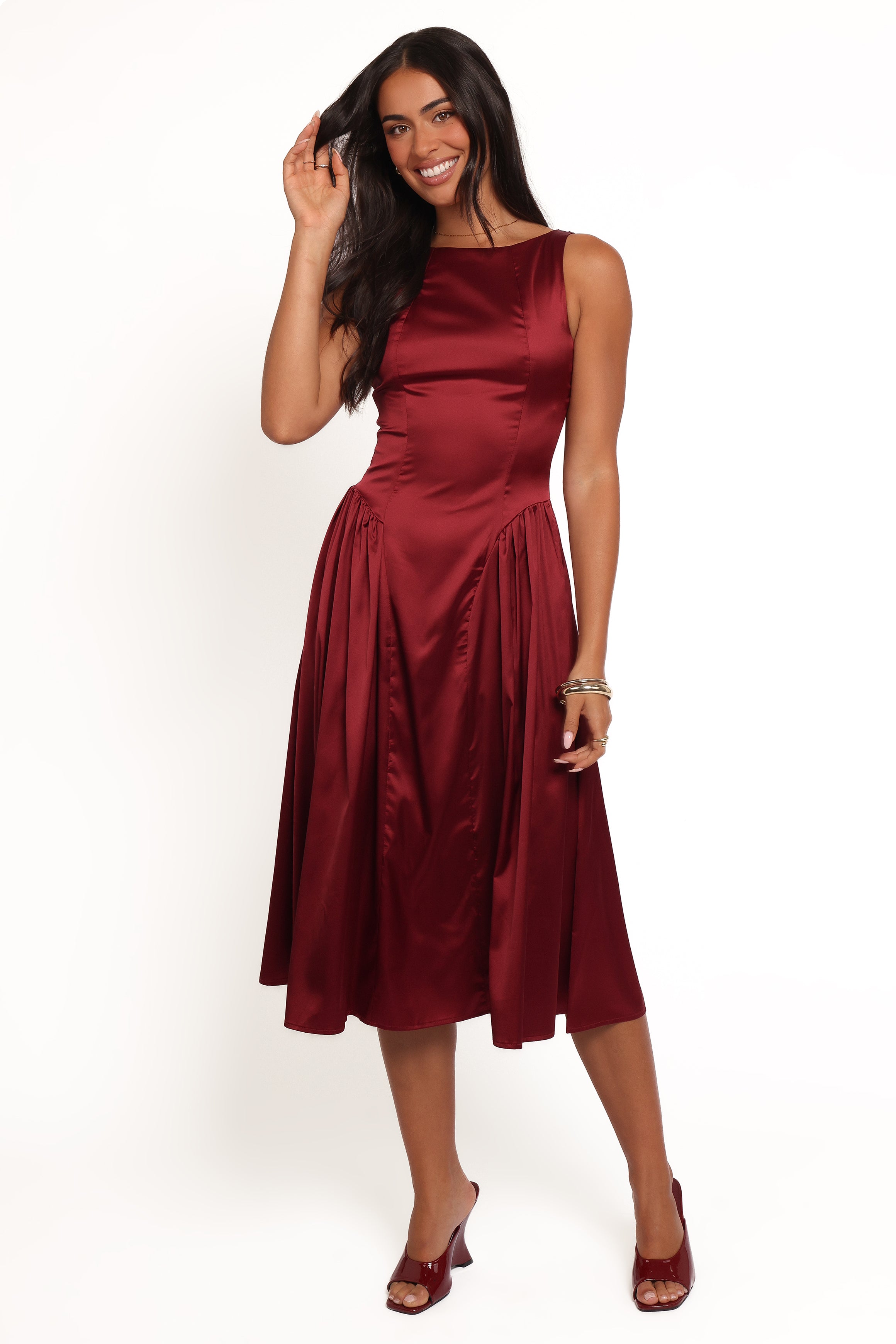 Katelyn Midi Dress - Burgundy