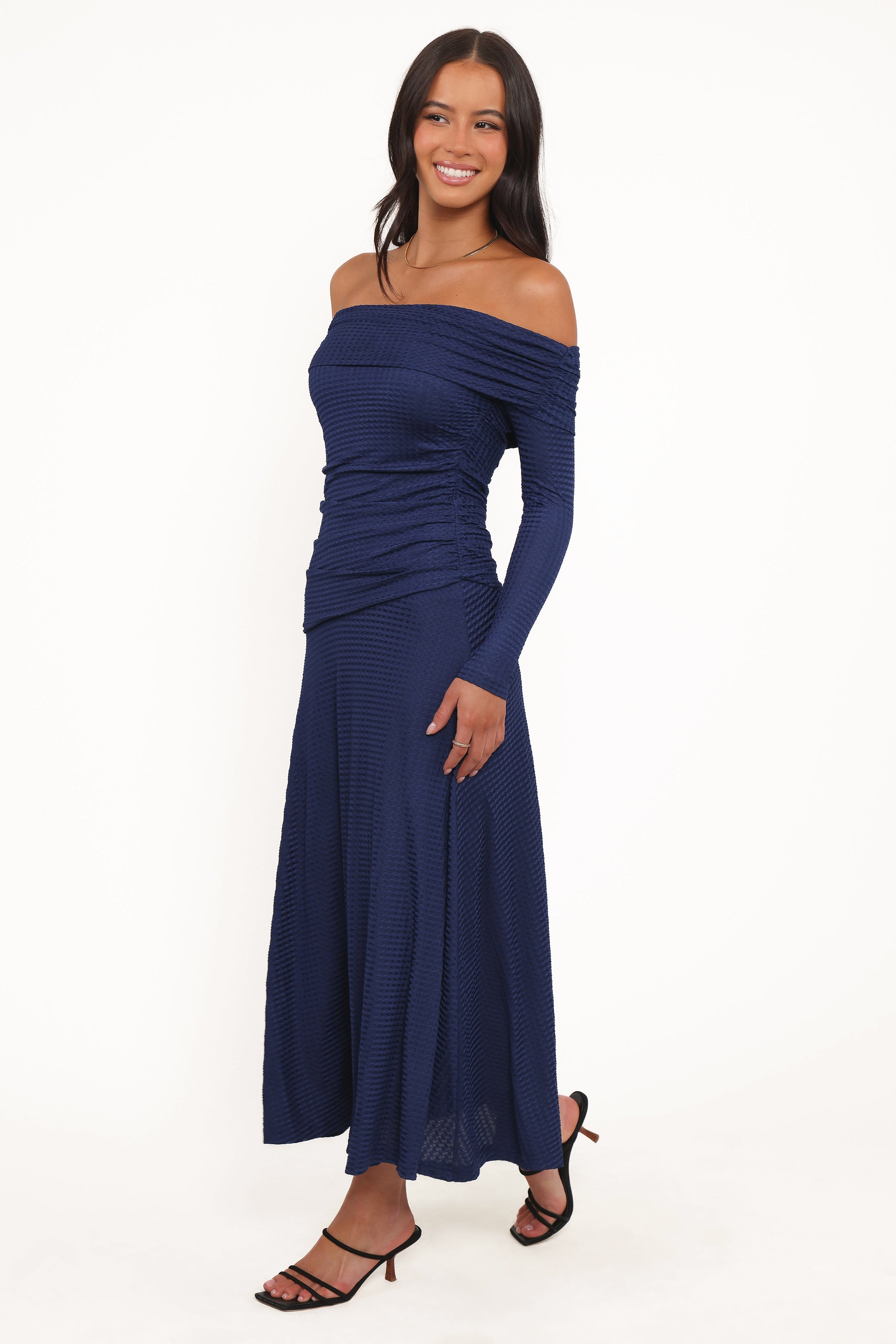 Katiya Off Shoulder Dress - Navy