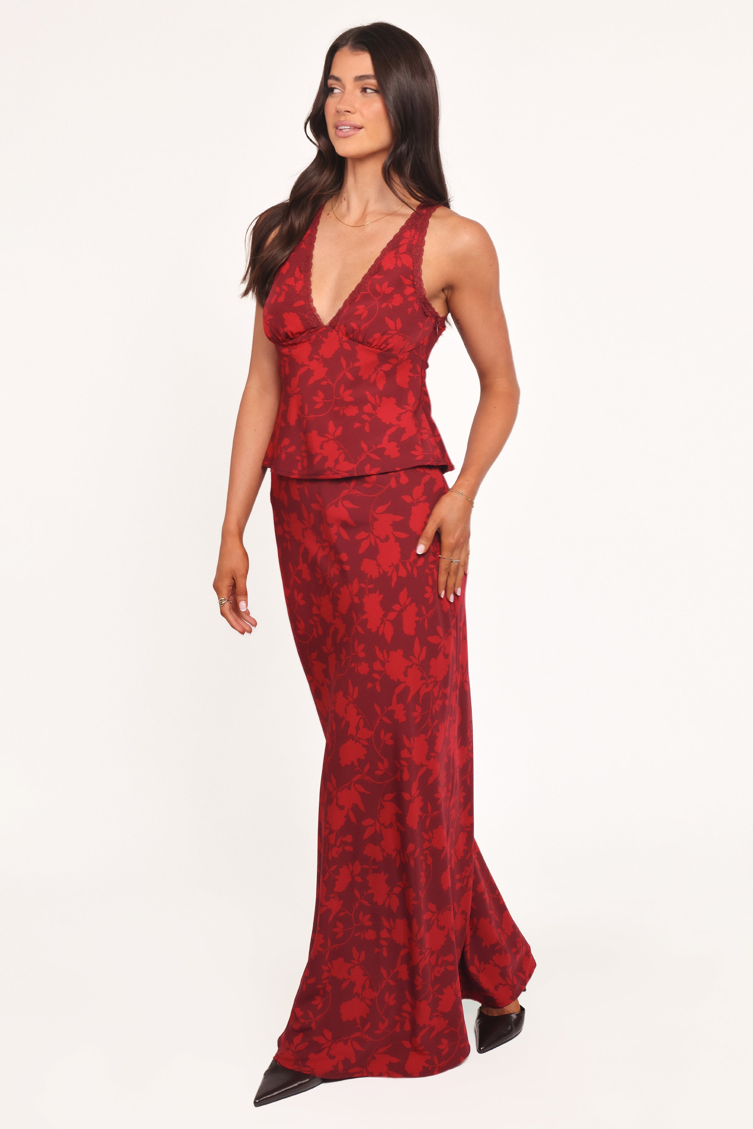 Velman Skirt - Burgundy Floral