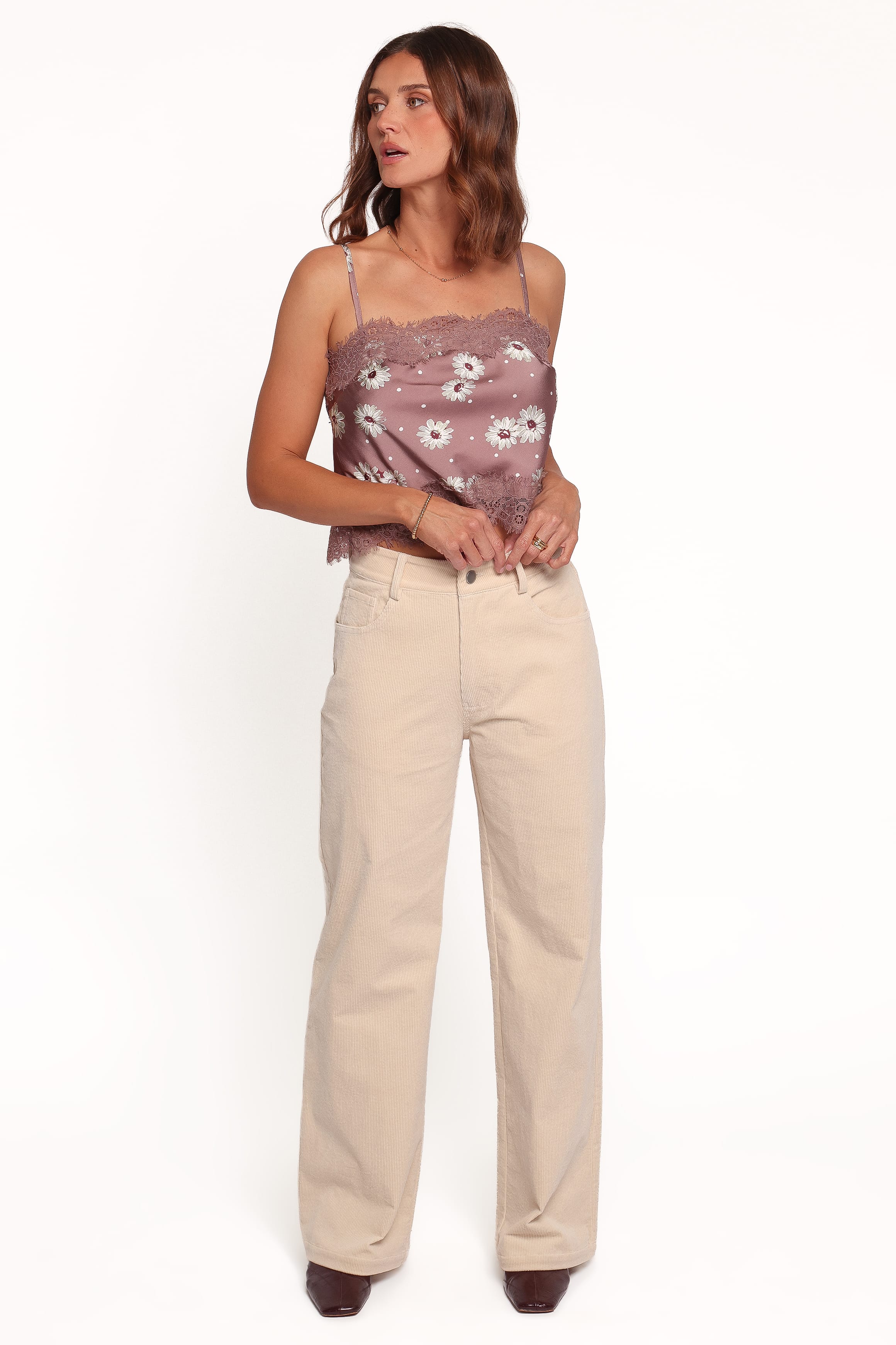Kendall Straight Leg Jeans - Cream Corduroy