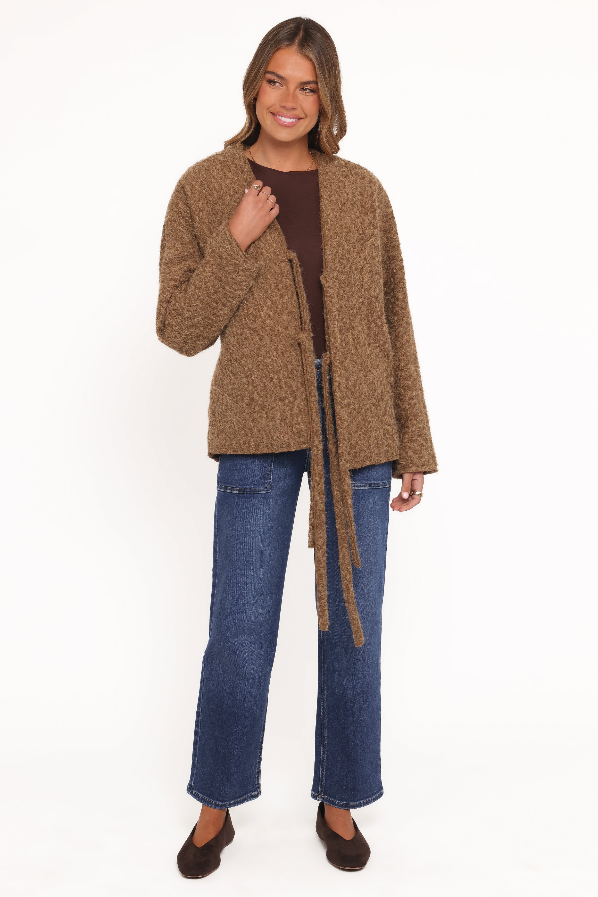 Kimmy Bow Oversized Cardigan - Moss