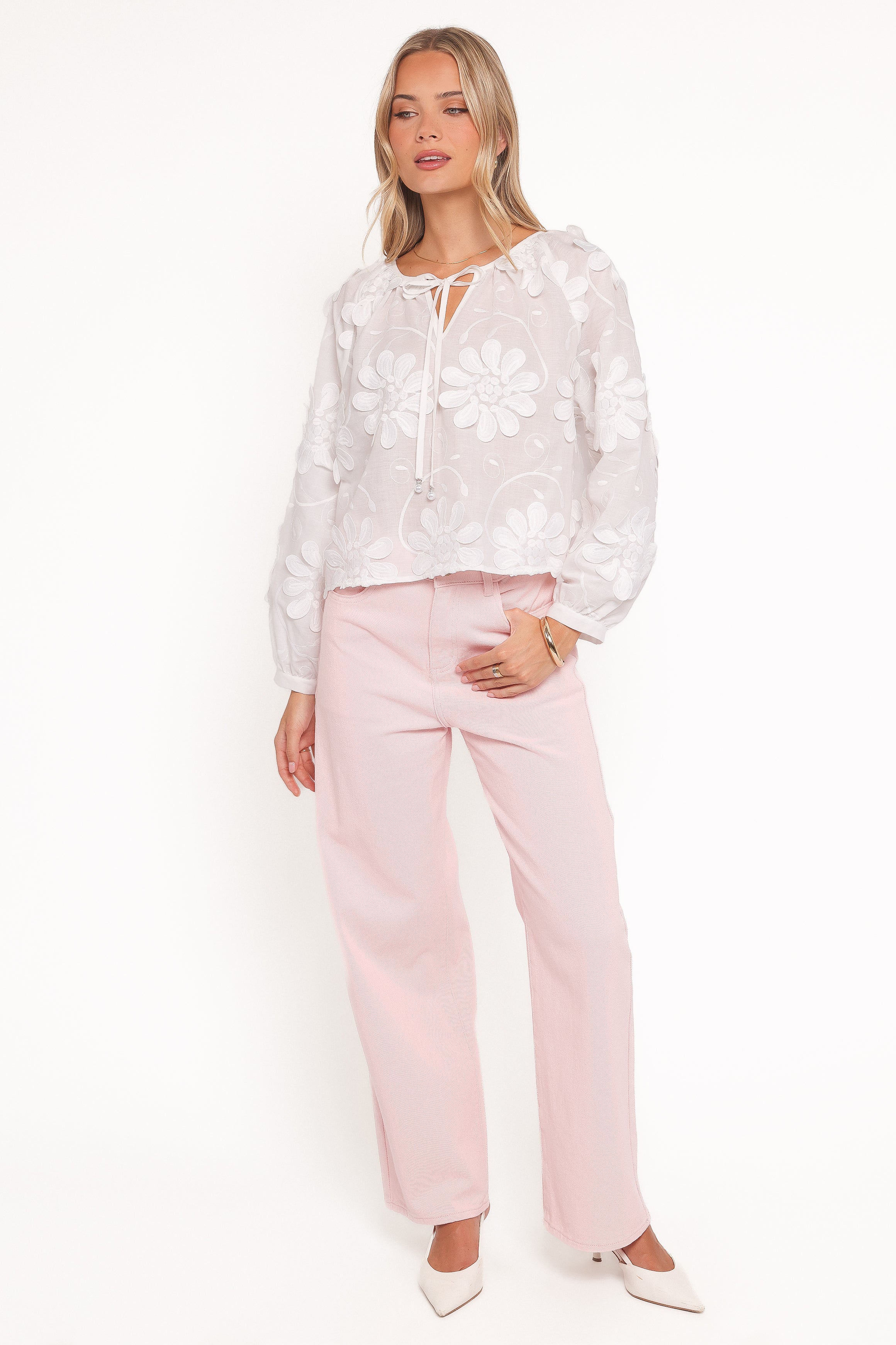Leire Embroidered Blouse - White