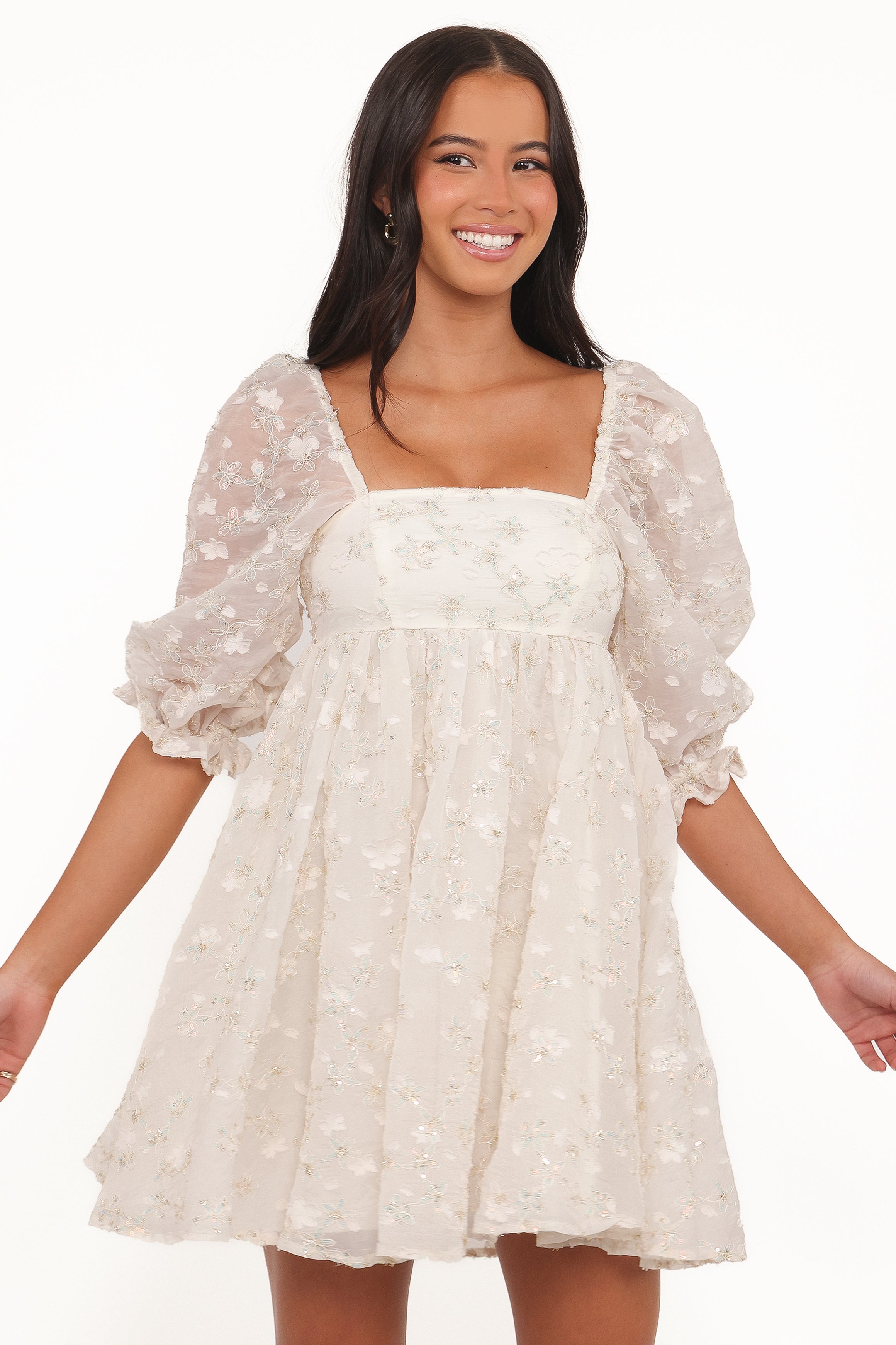 Lillan Mini Dress - Ivory Sequin