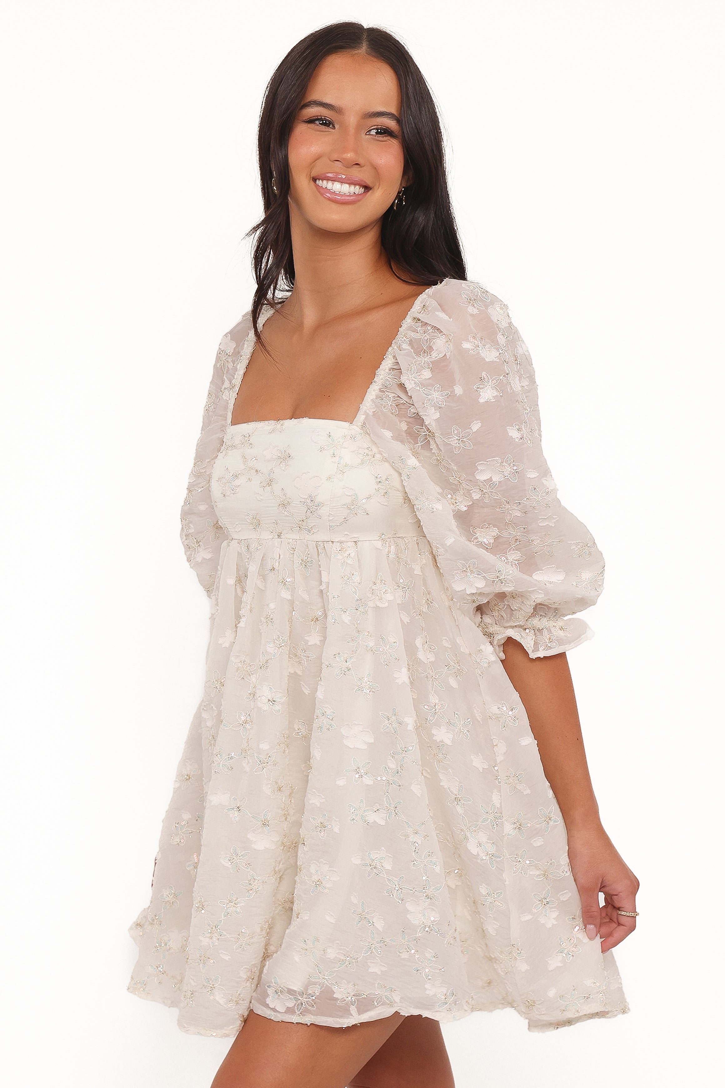 Lillan Mini Dress - Ivory Sequin