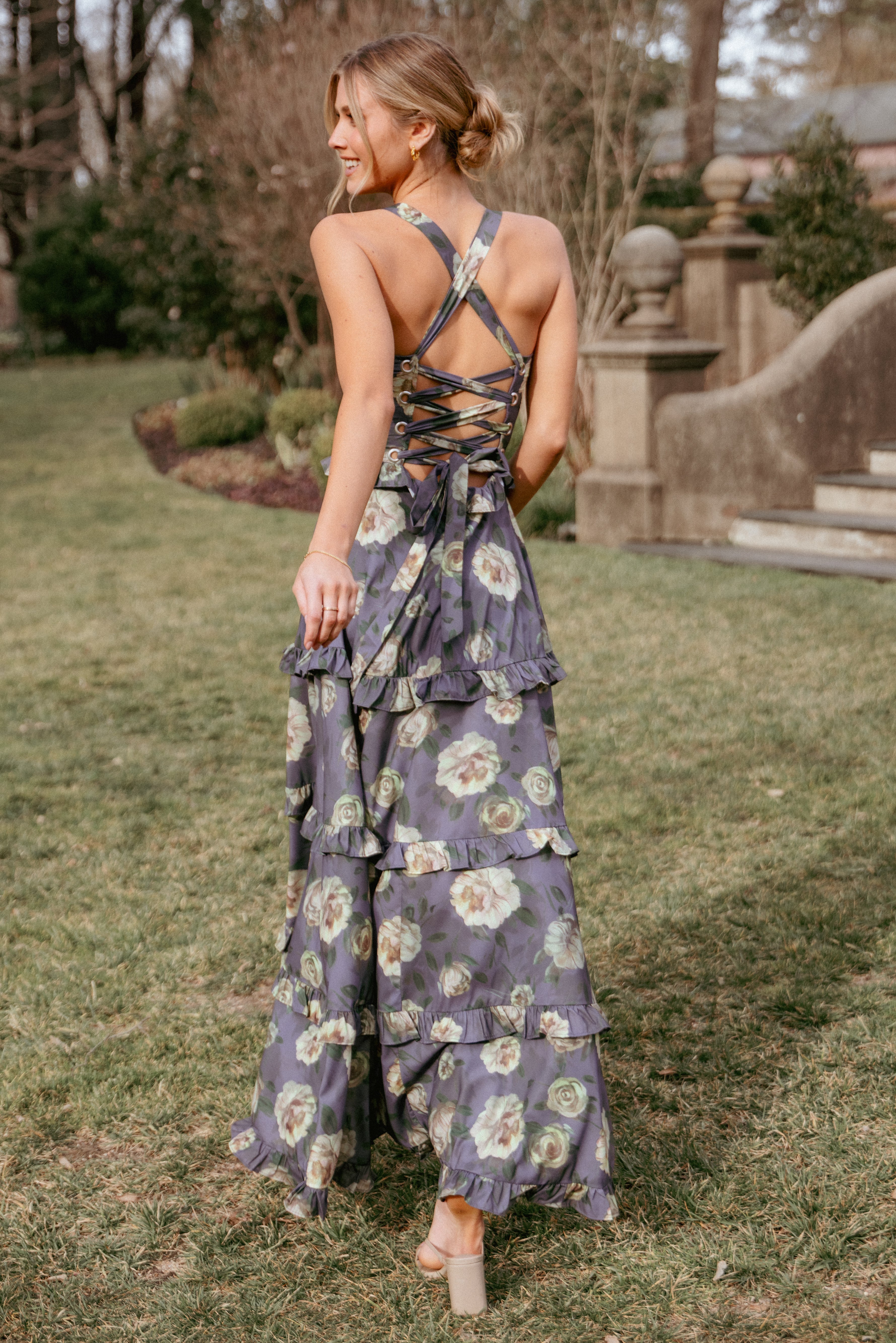 Lillee Tiered Maxi Dress - Lavender Floral