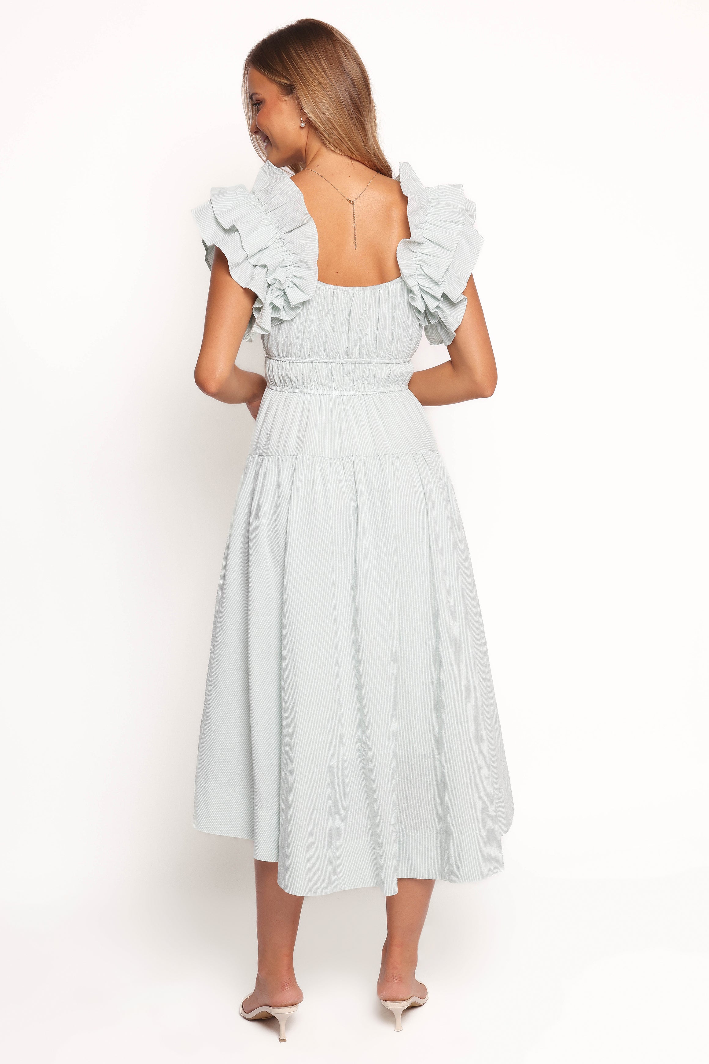 Linda Midi Dress - Green Stripe