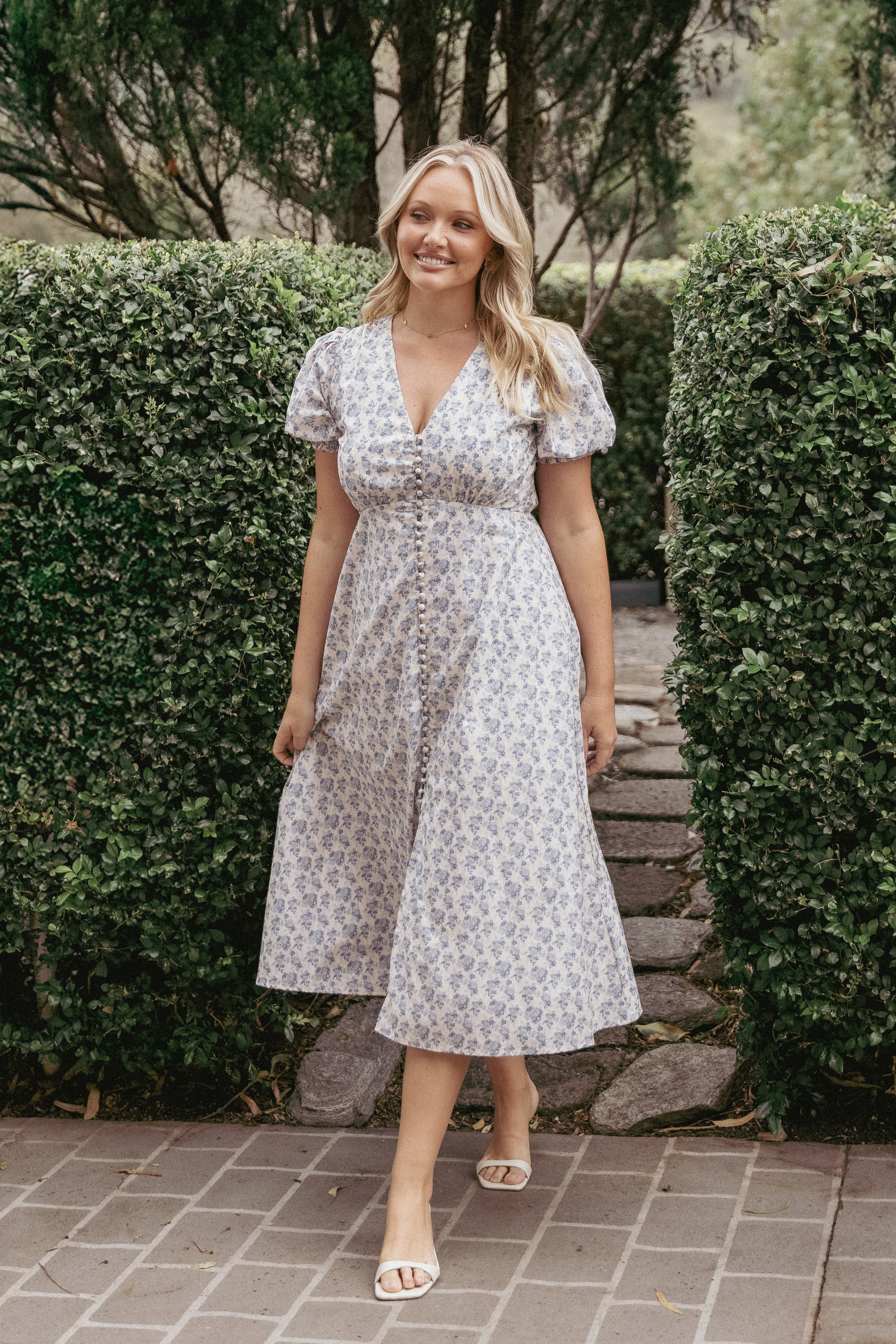 Logen Floral Midi Dress - Parisian Bloom