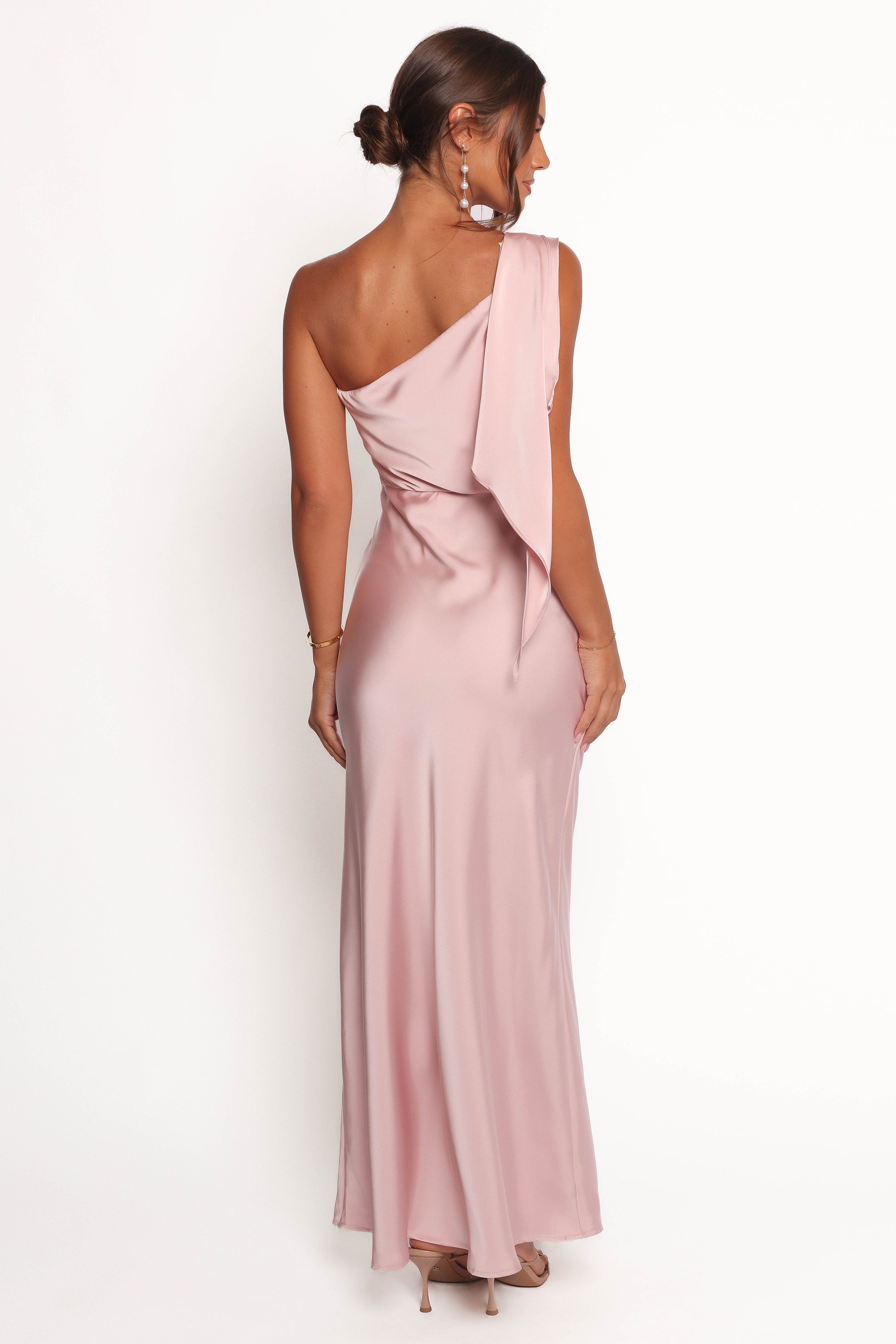 Lolana Draped One Shoulder Dress - Pale Pink