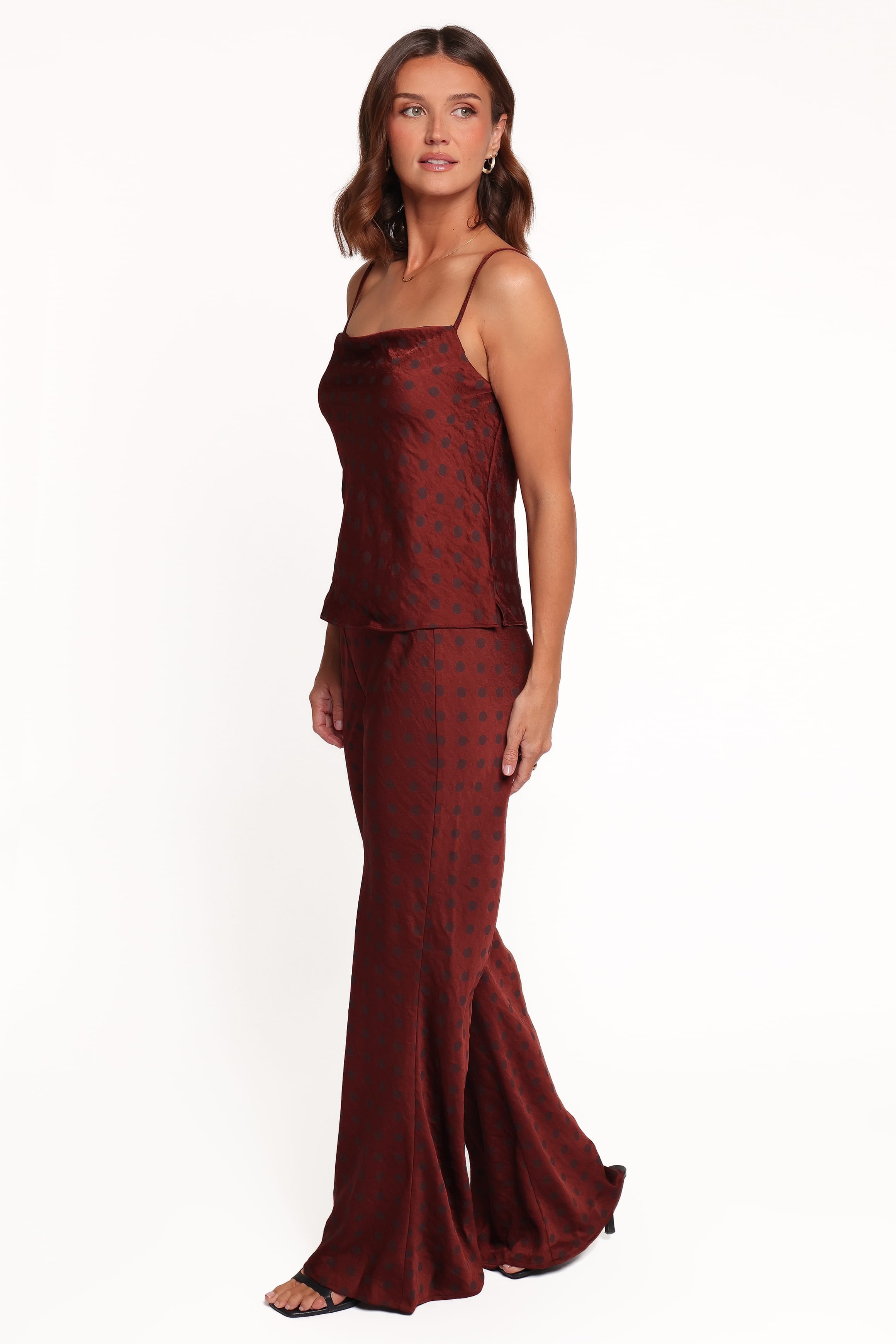 Mandie Pants - Brown/Maroon Dot
