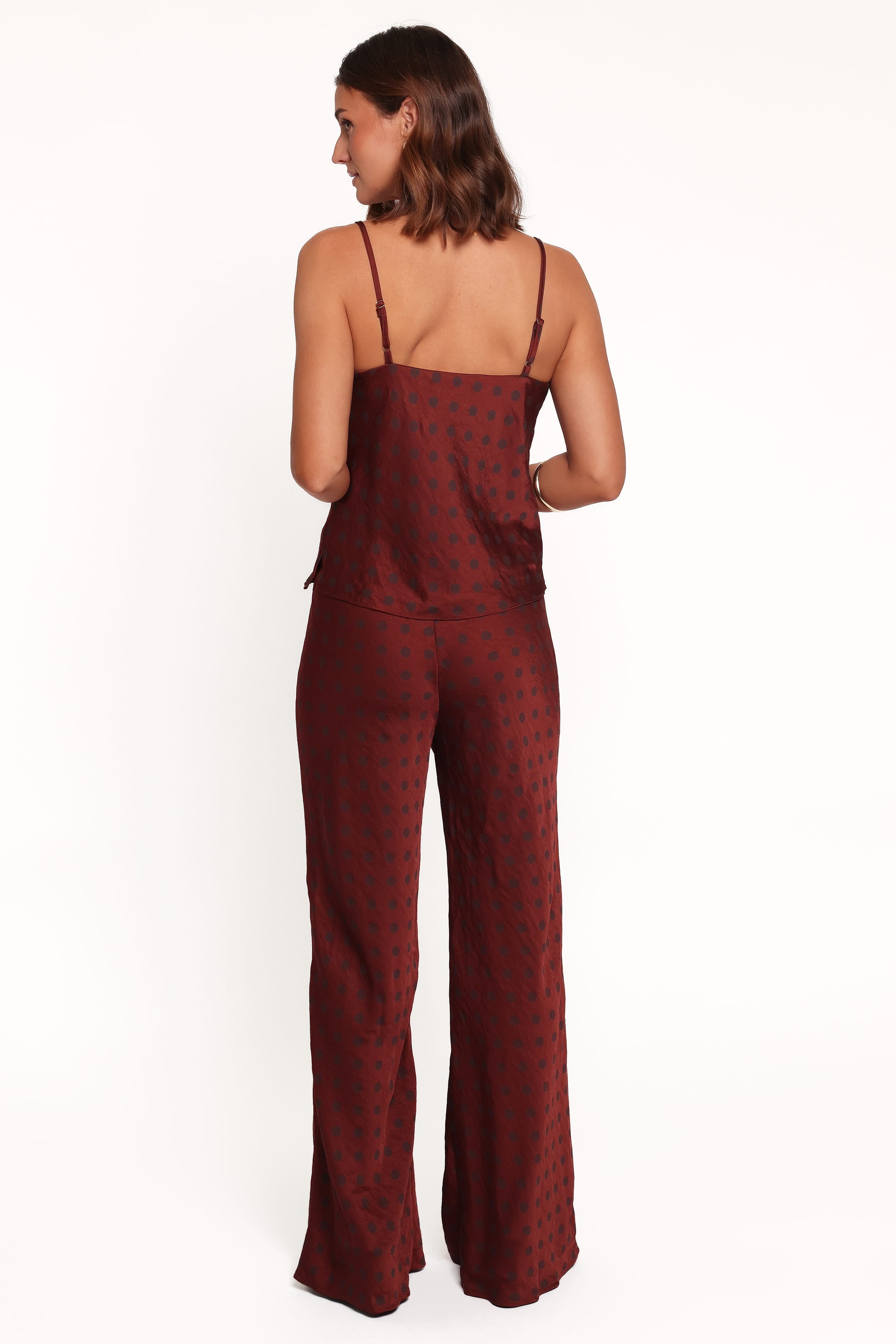 Mandie Pants - Brown/Maroon Dot