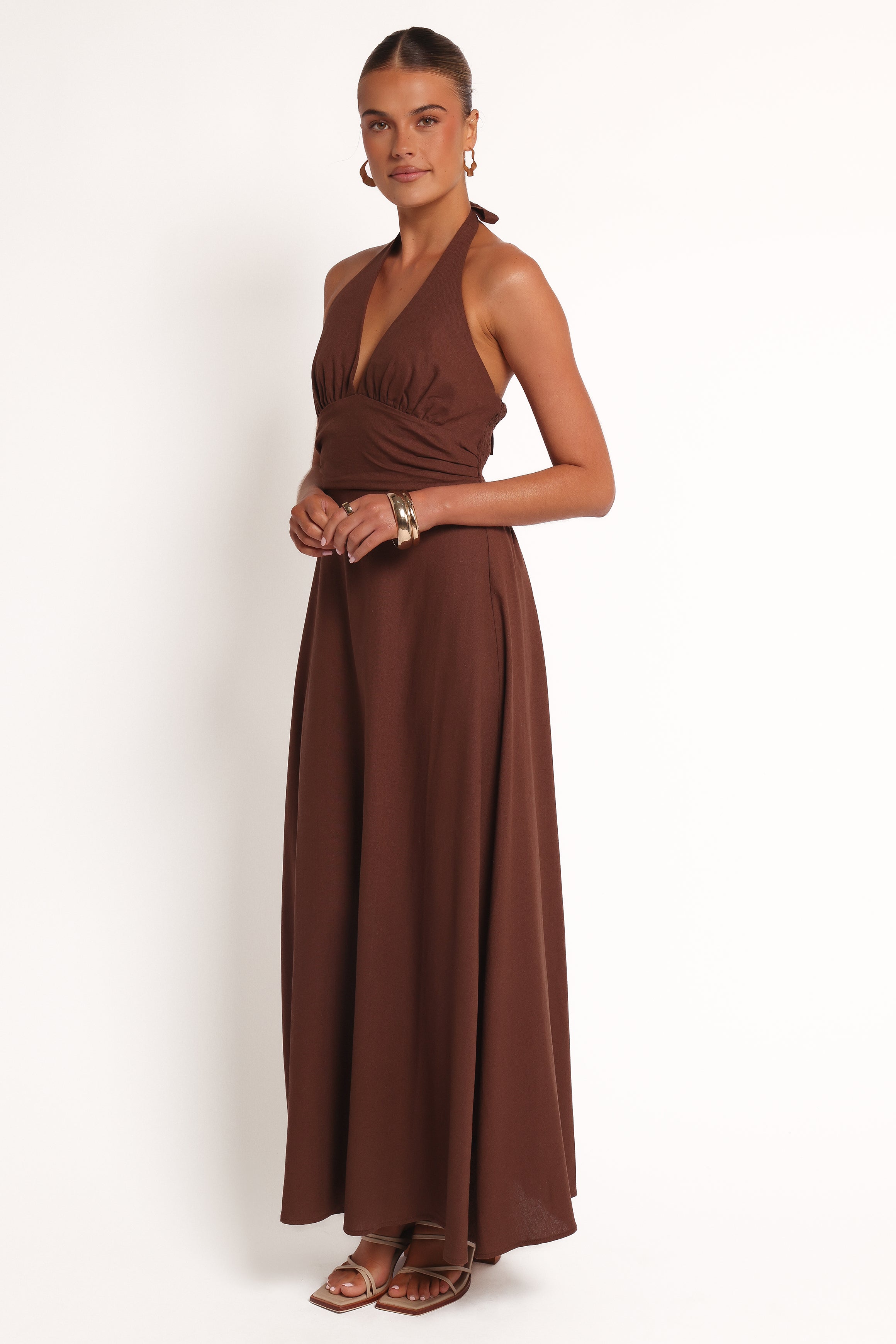 Marie Halterneck Maxi Dress - Chocolate