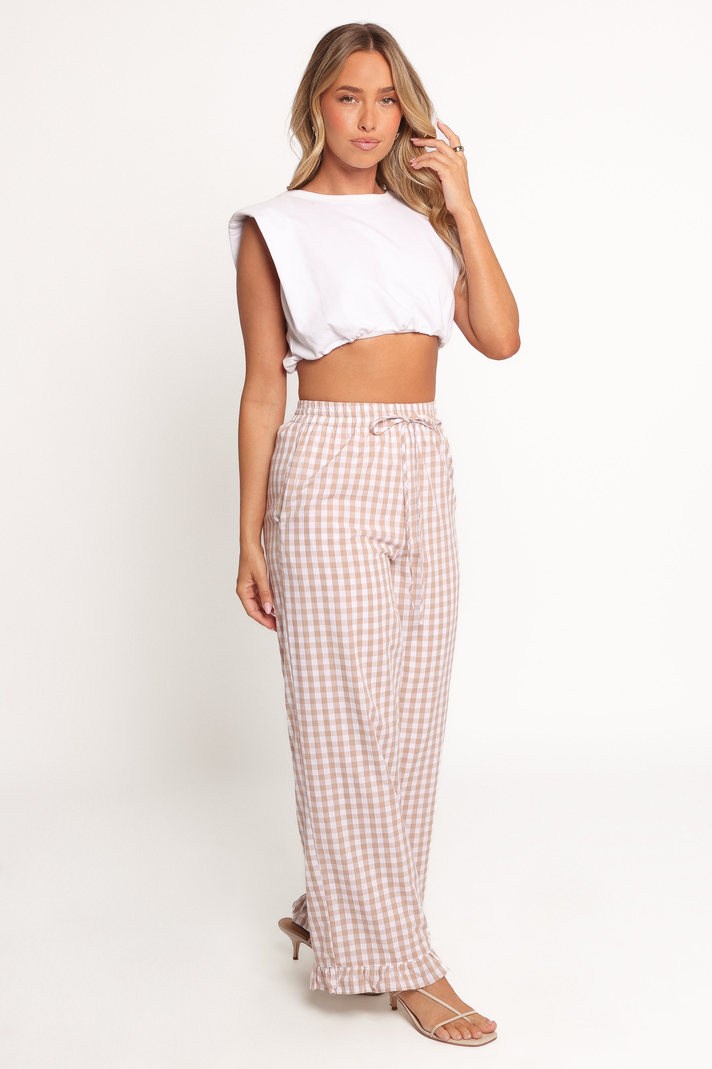Marina Pant - Beige Gingham