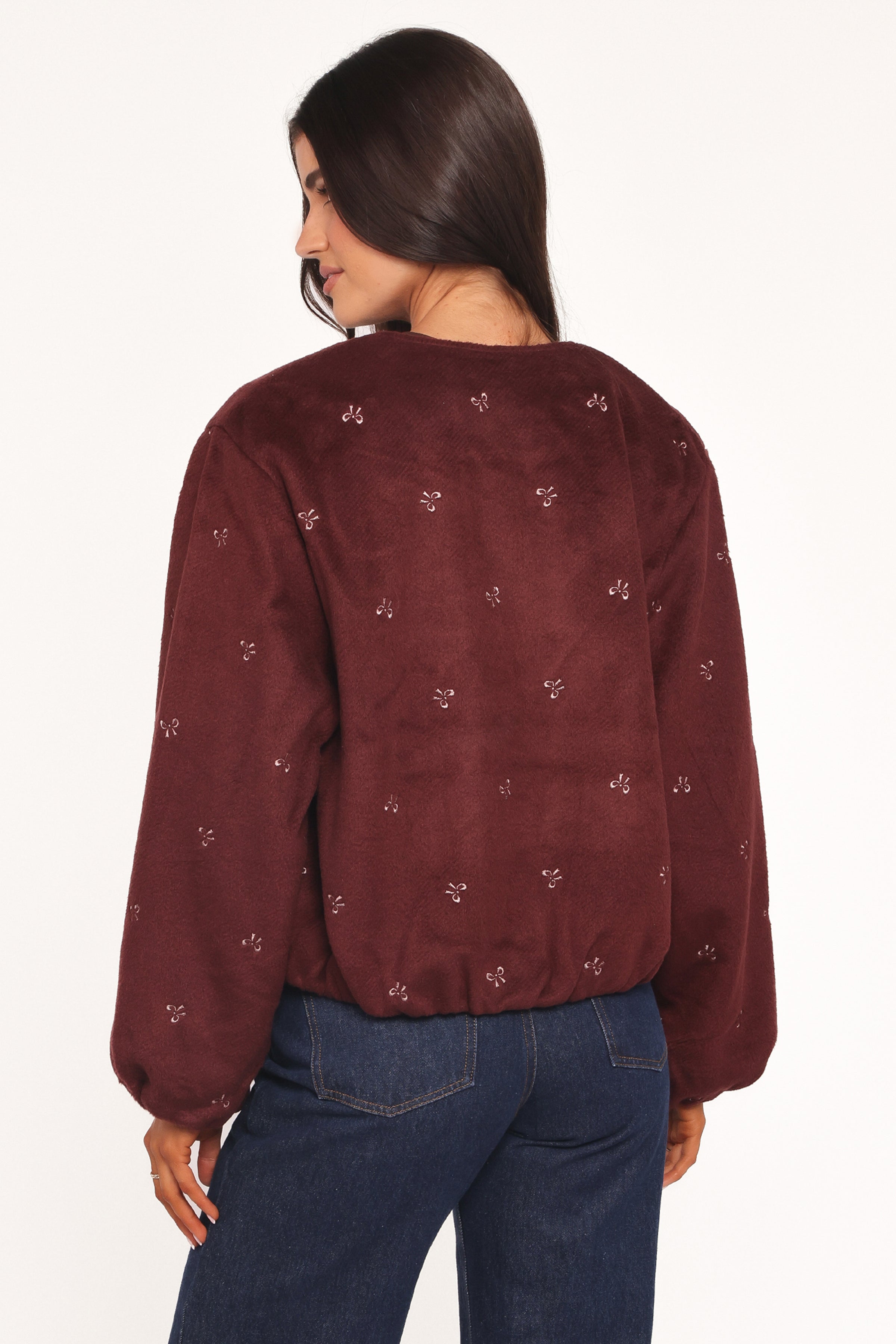 Marla Cropped Bomber - Cherry