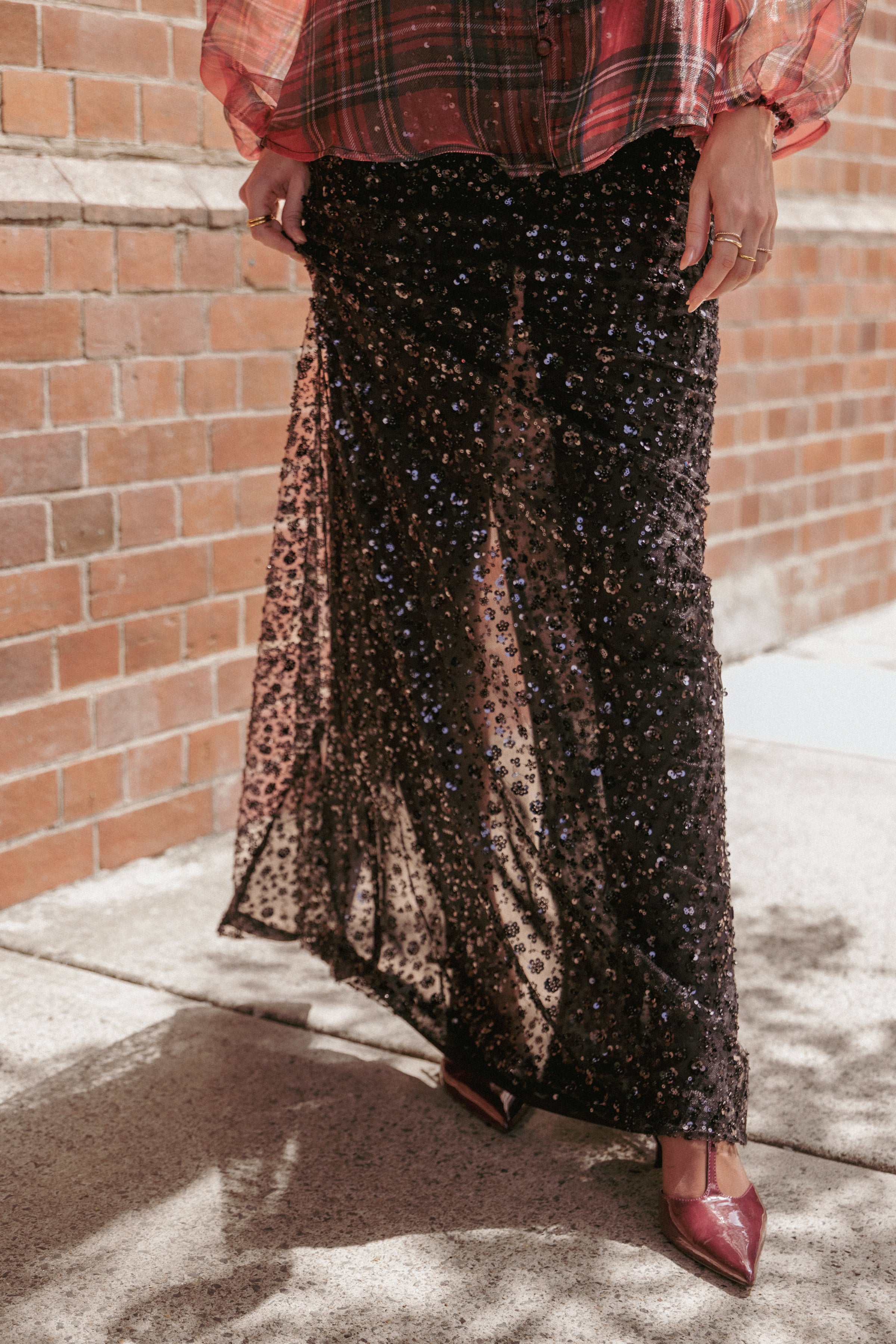 Jennings Sequin Maxi Skirt - Black