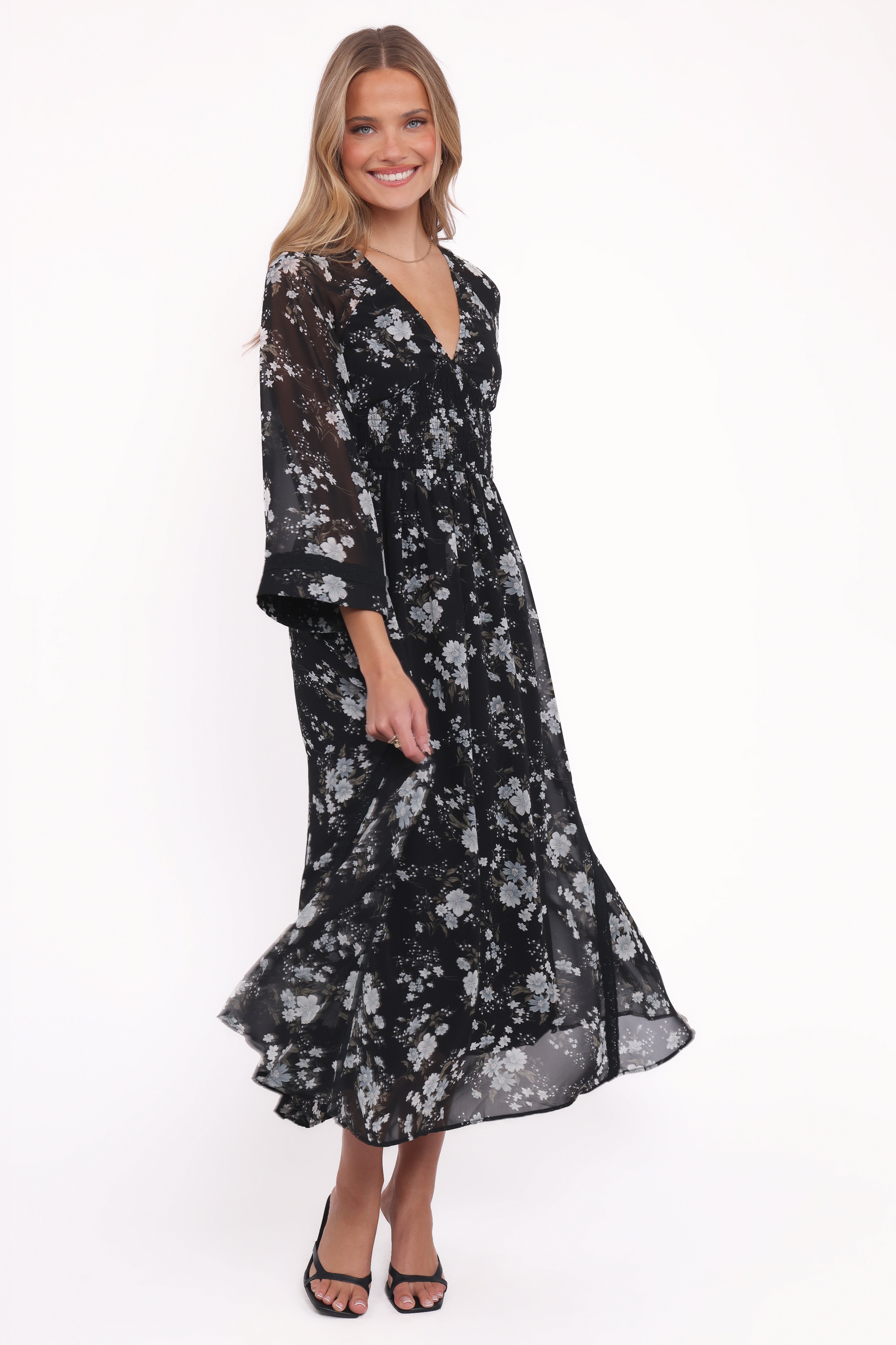 Mavis Long Sleeve Maxi Dress - Black Floral
