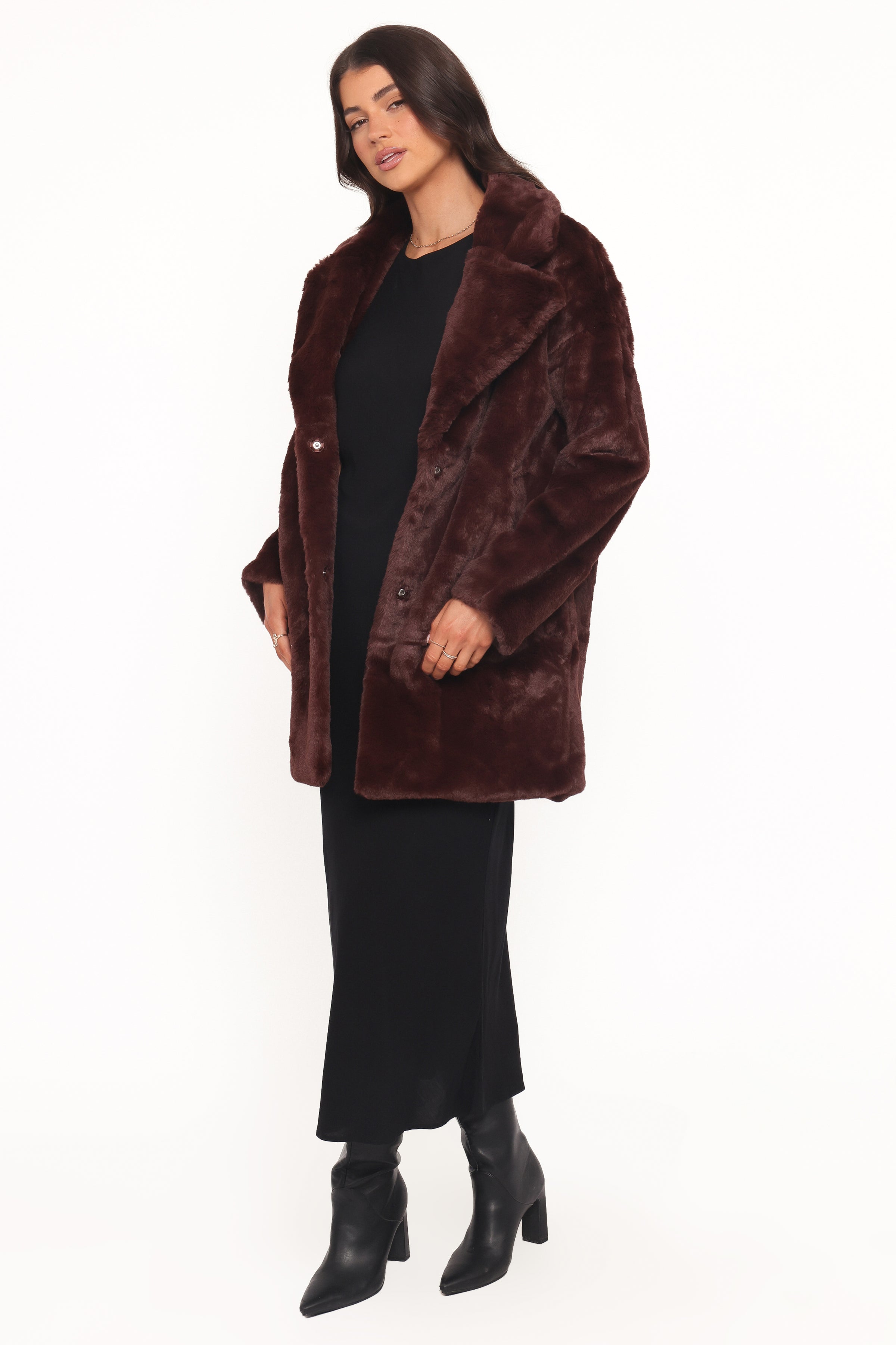 Meeka Faux Fur Jacket - Burgundy
