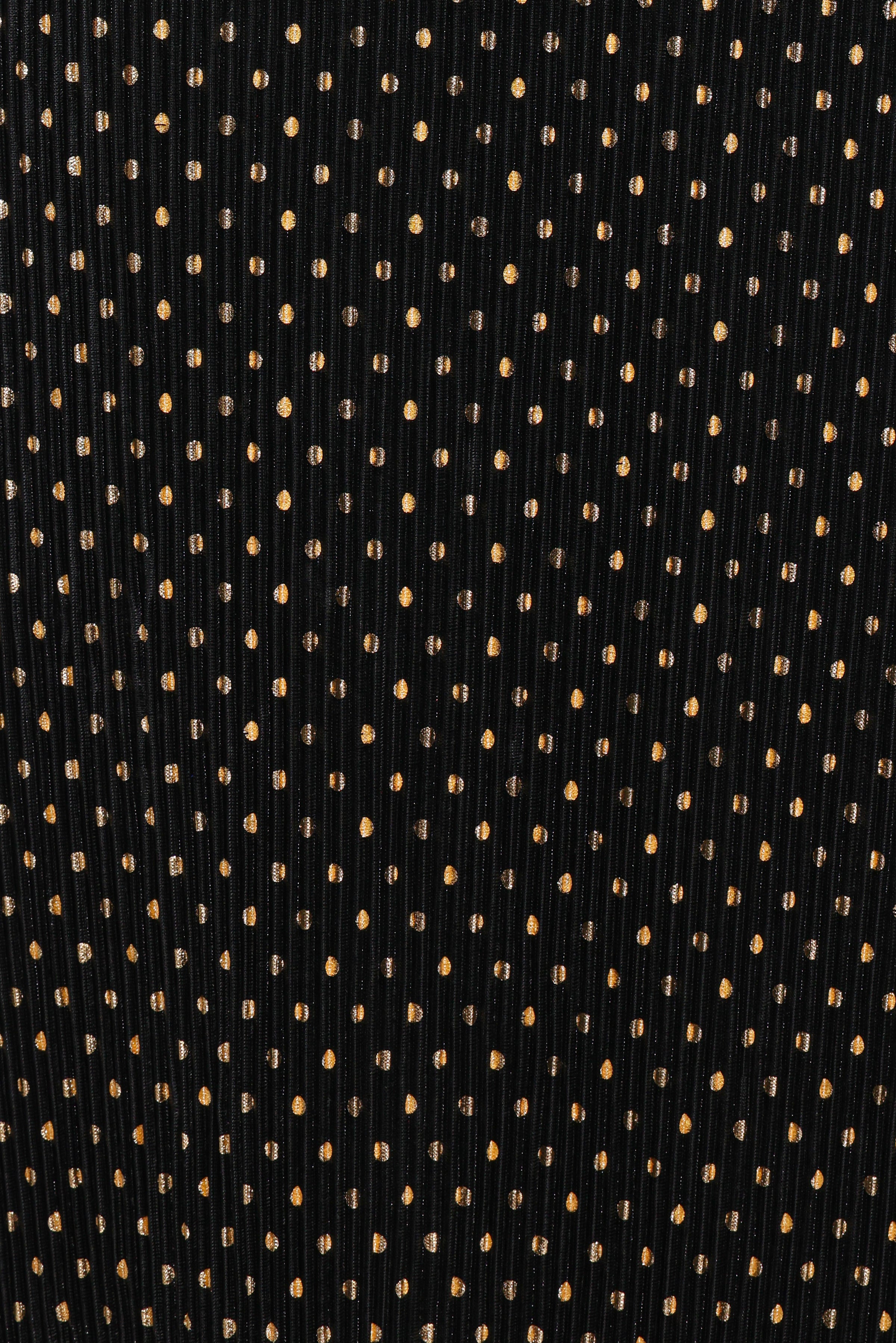 Melody Plisse Halter Maxi Dress - Black/Gold Polka Dot