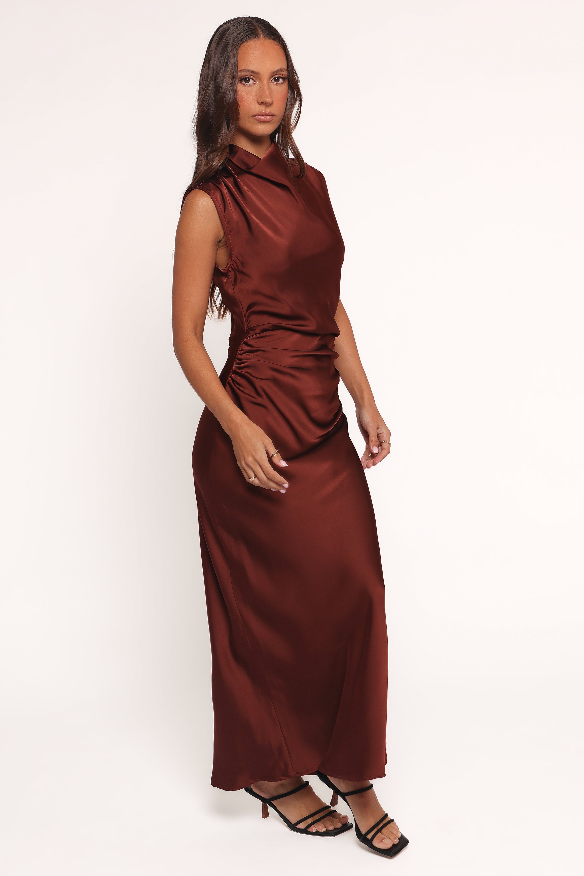 Meryn High Neck Dress - Brown