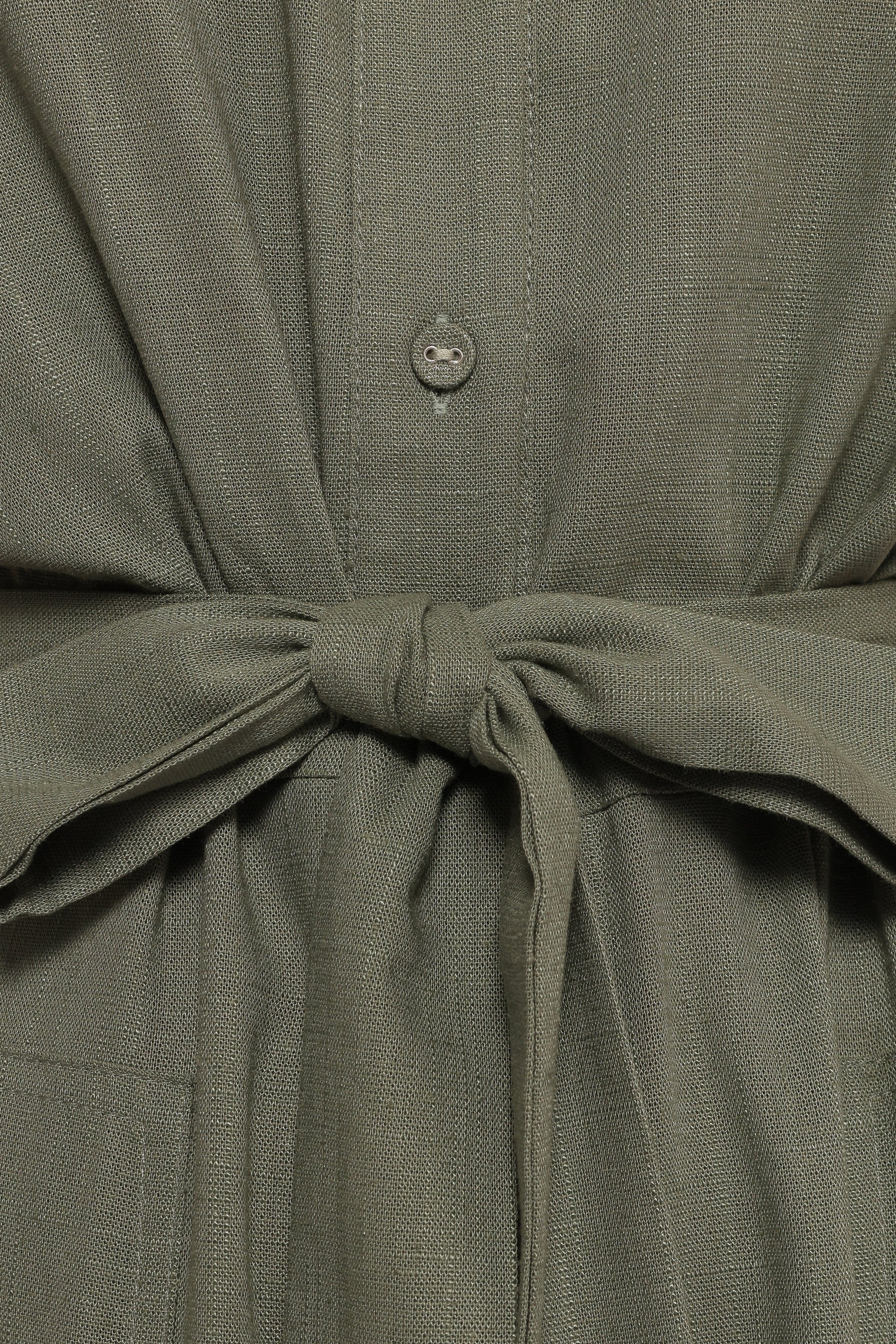 Minnie Waist Tie Jumpsuit - Olive