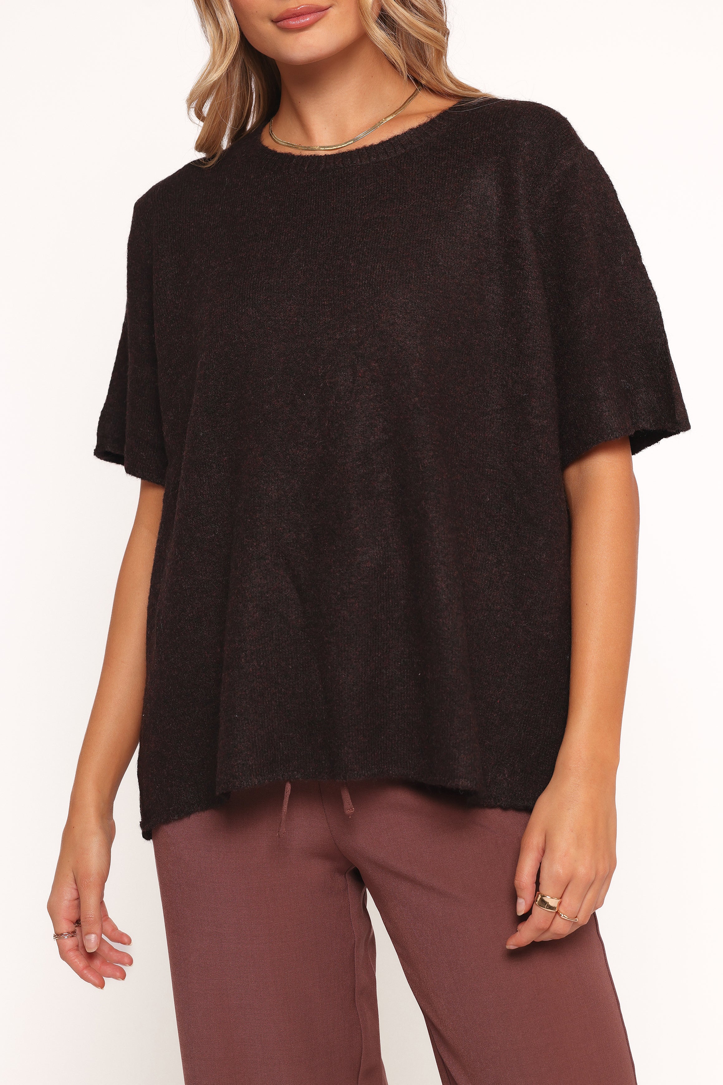 Morris Short Sleeve Oversized Sweater Tee - Dark Chocolate