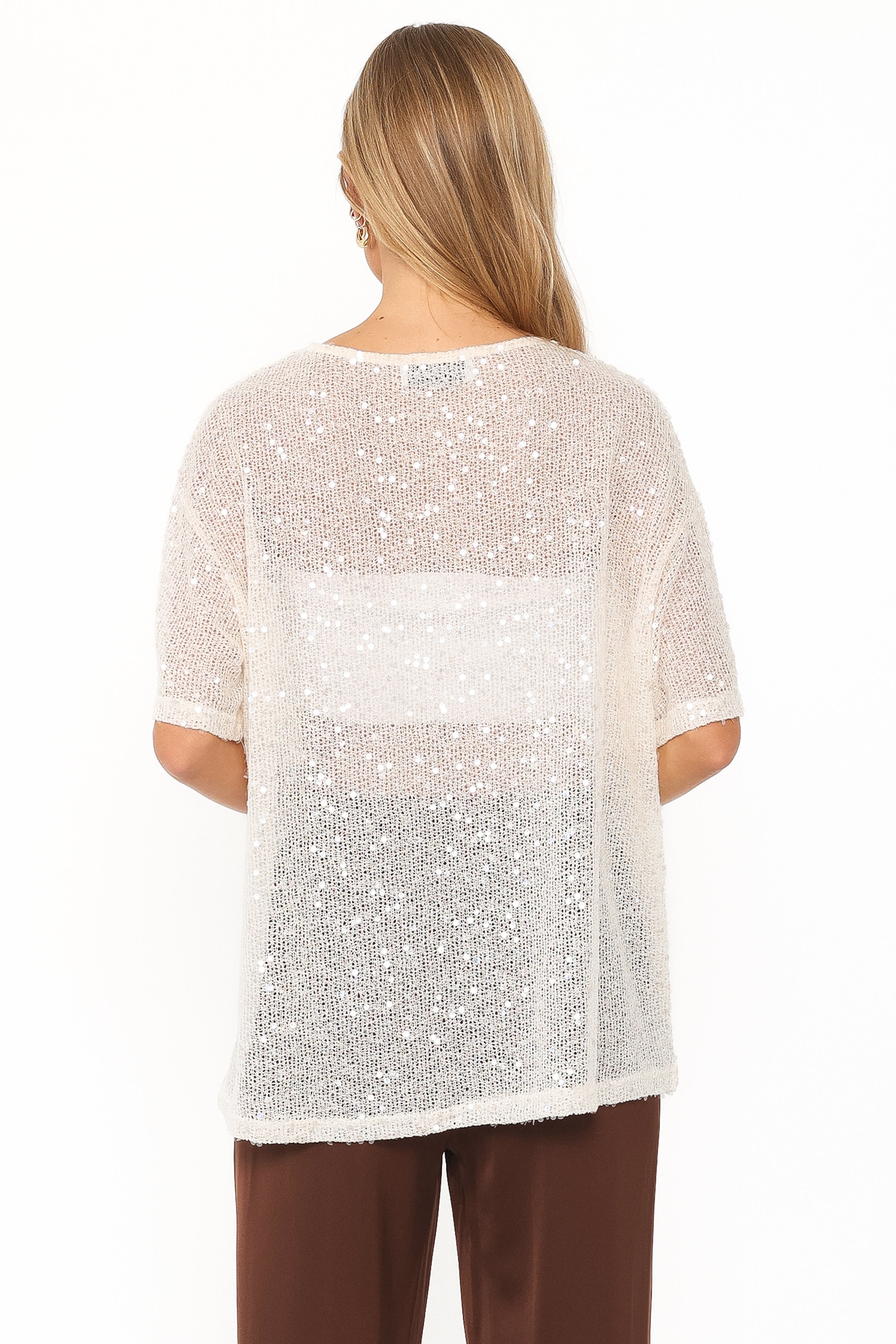 Nadine Sheer Tee Top - Cream