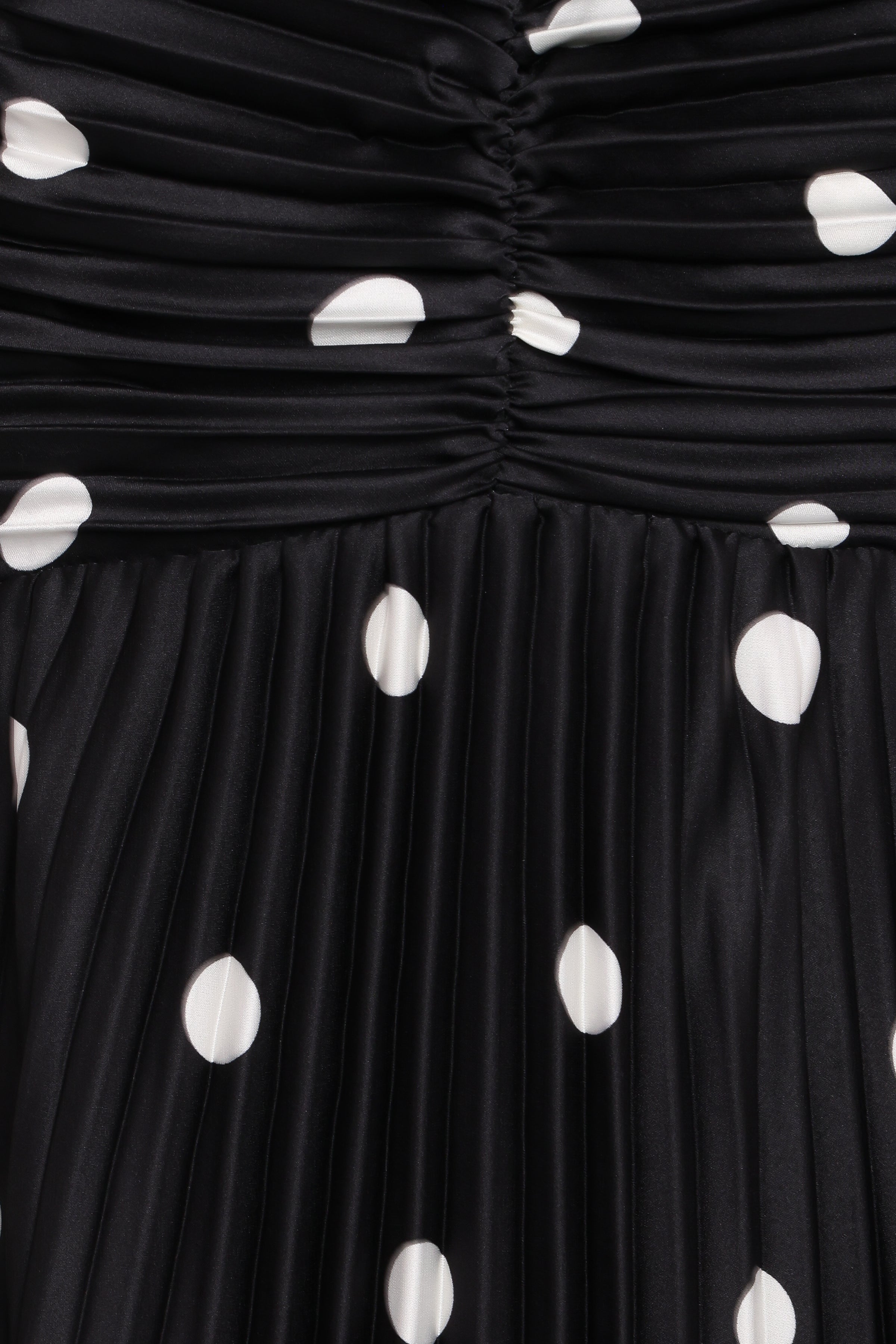 Naira Pleated Maxi Dress - Black Polka Dot