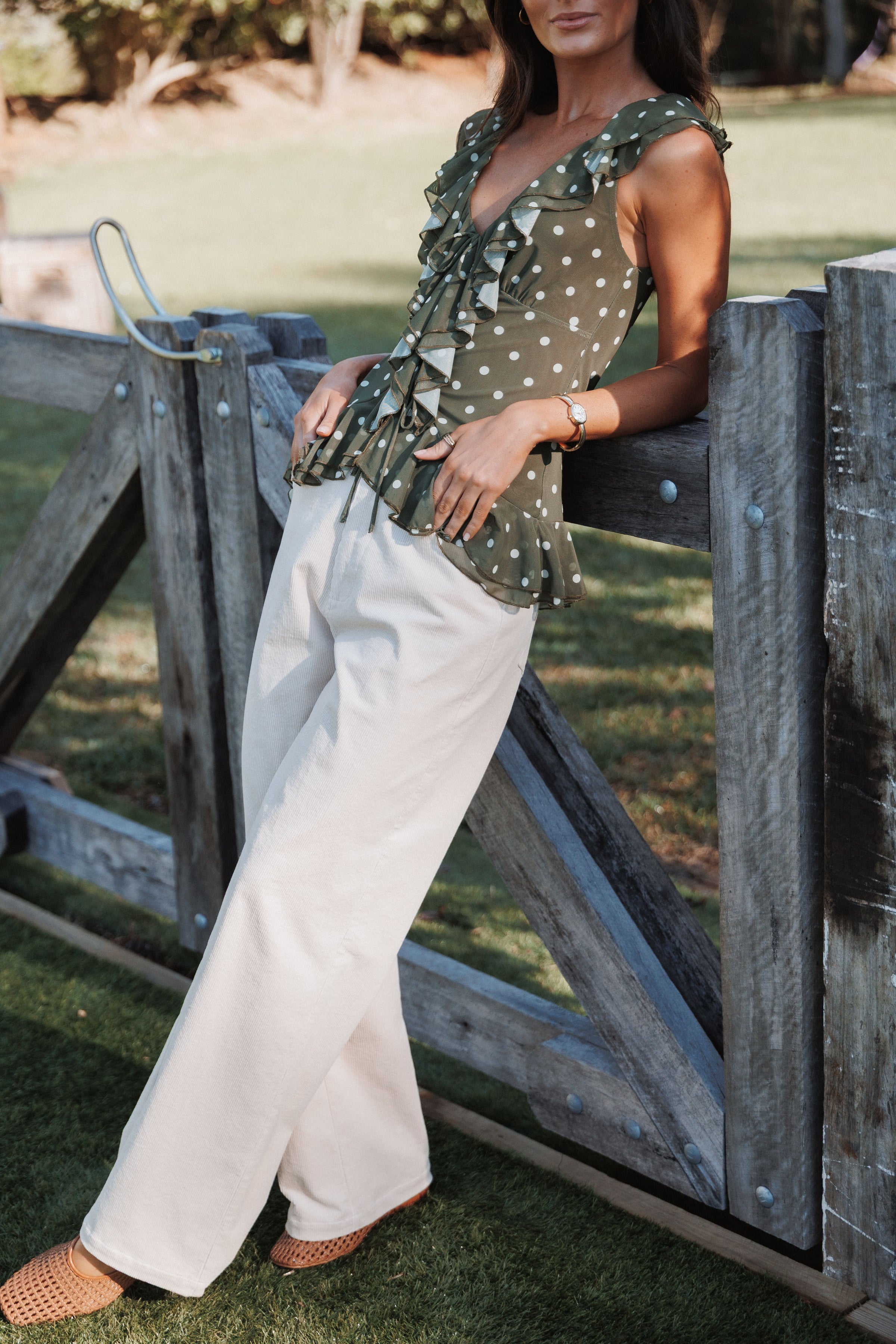 Kendall Straight Leg Jeans - Cream Corduroy