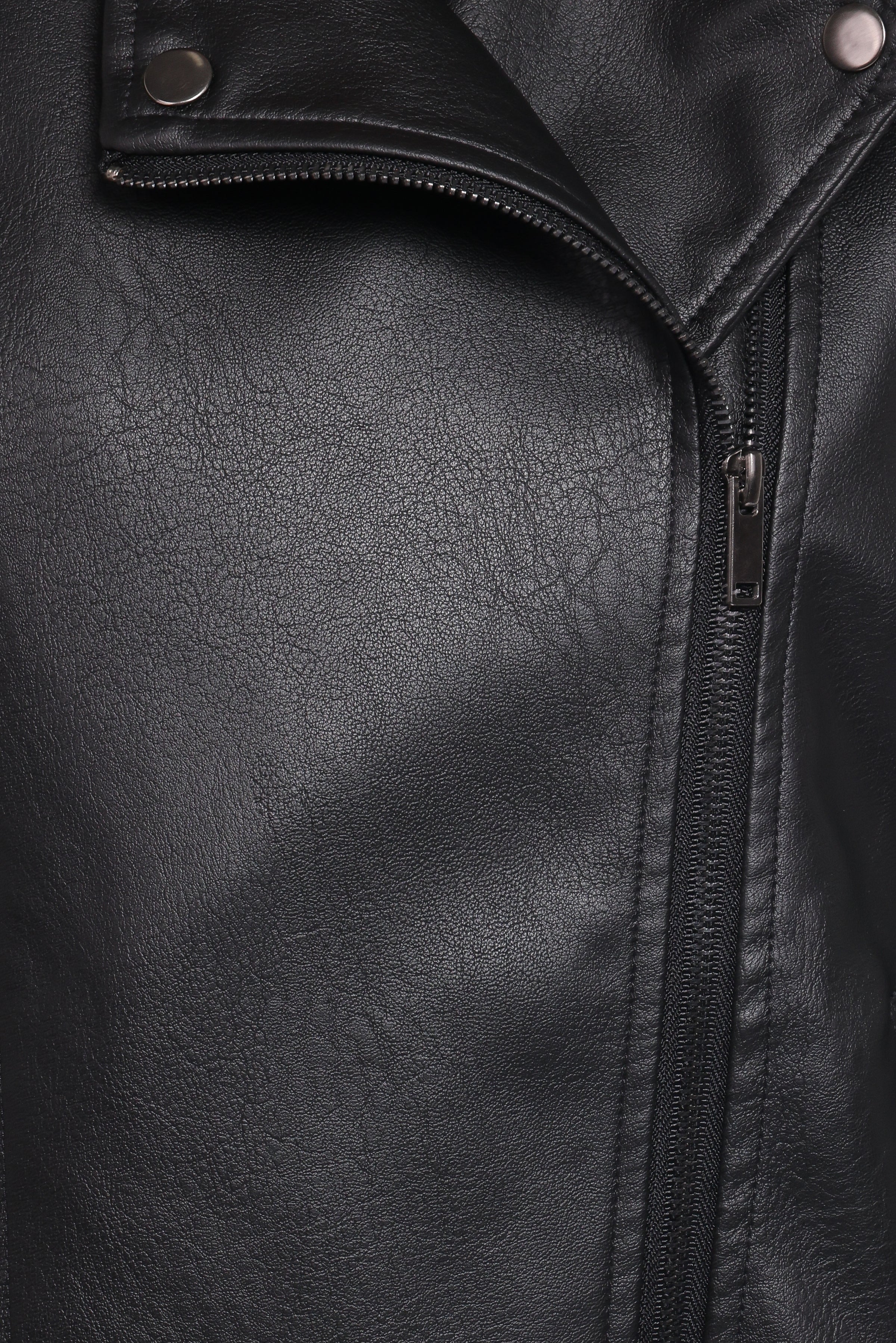 Parsons Oversized Faux Leather Moto Jacket - Black