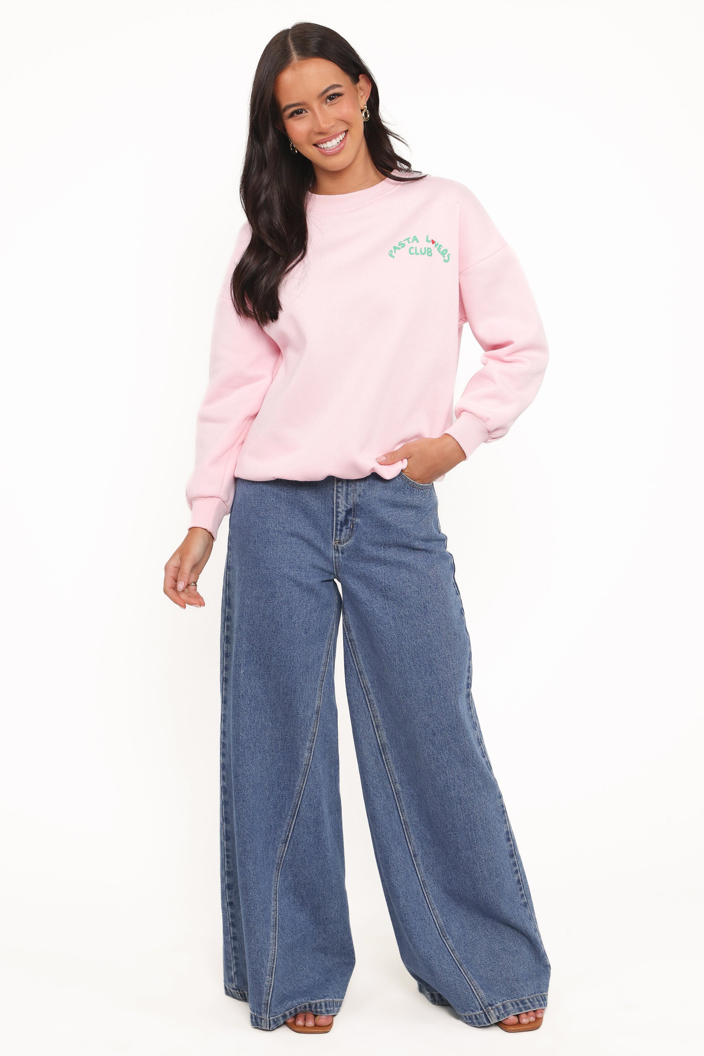 Pasta Lovers Club Graphic Sweater - Pink