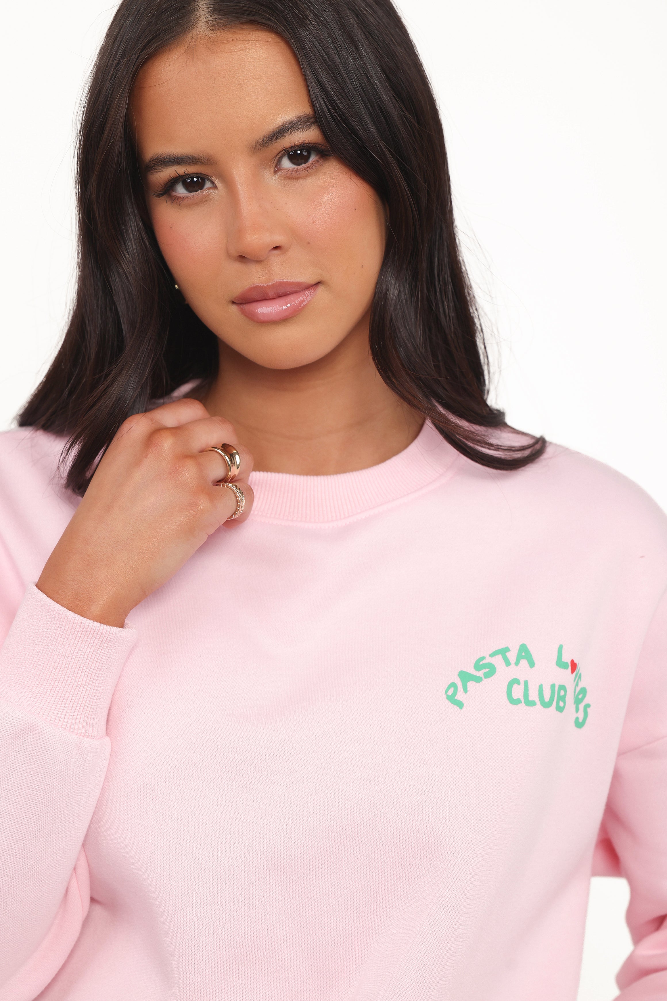Pasta Lovers Club Graphic Sweater - Pink
