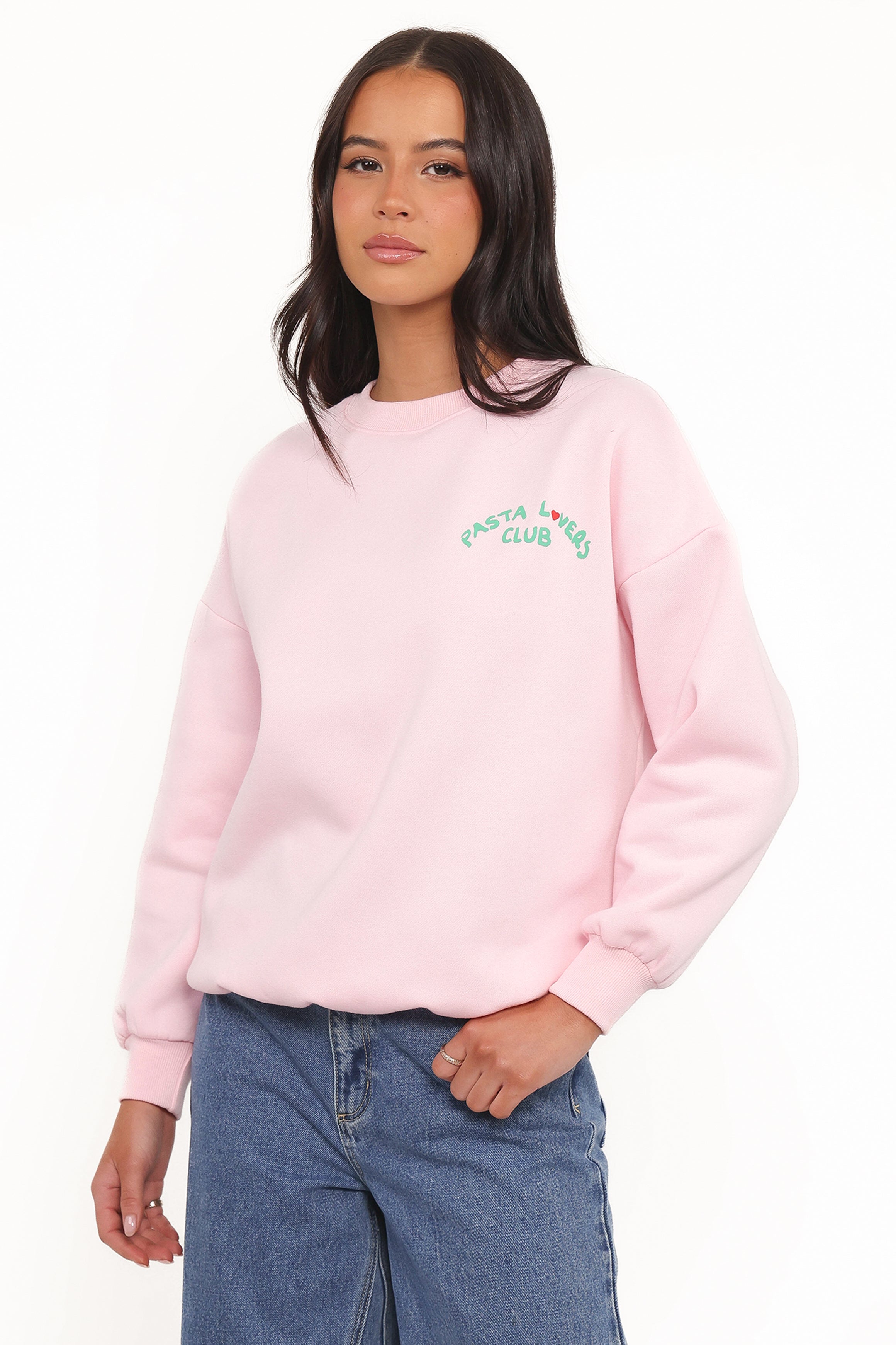 Pasta Lovers Club Graphic Sweater - Pink
