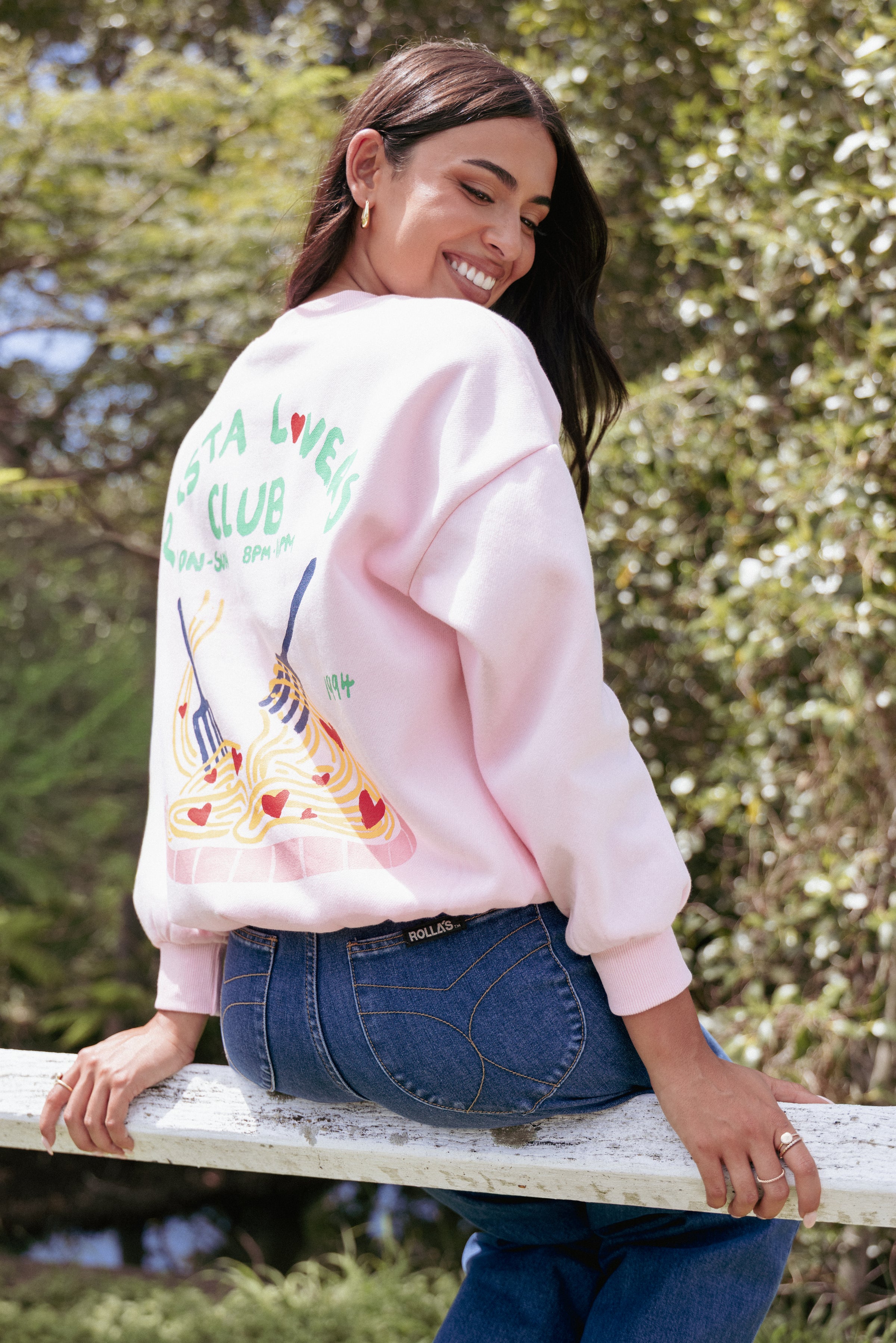 Pasta Lovers Club Graphic Sweater - Pink