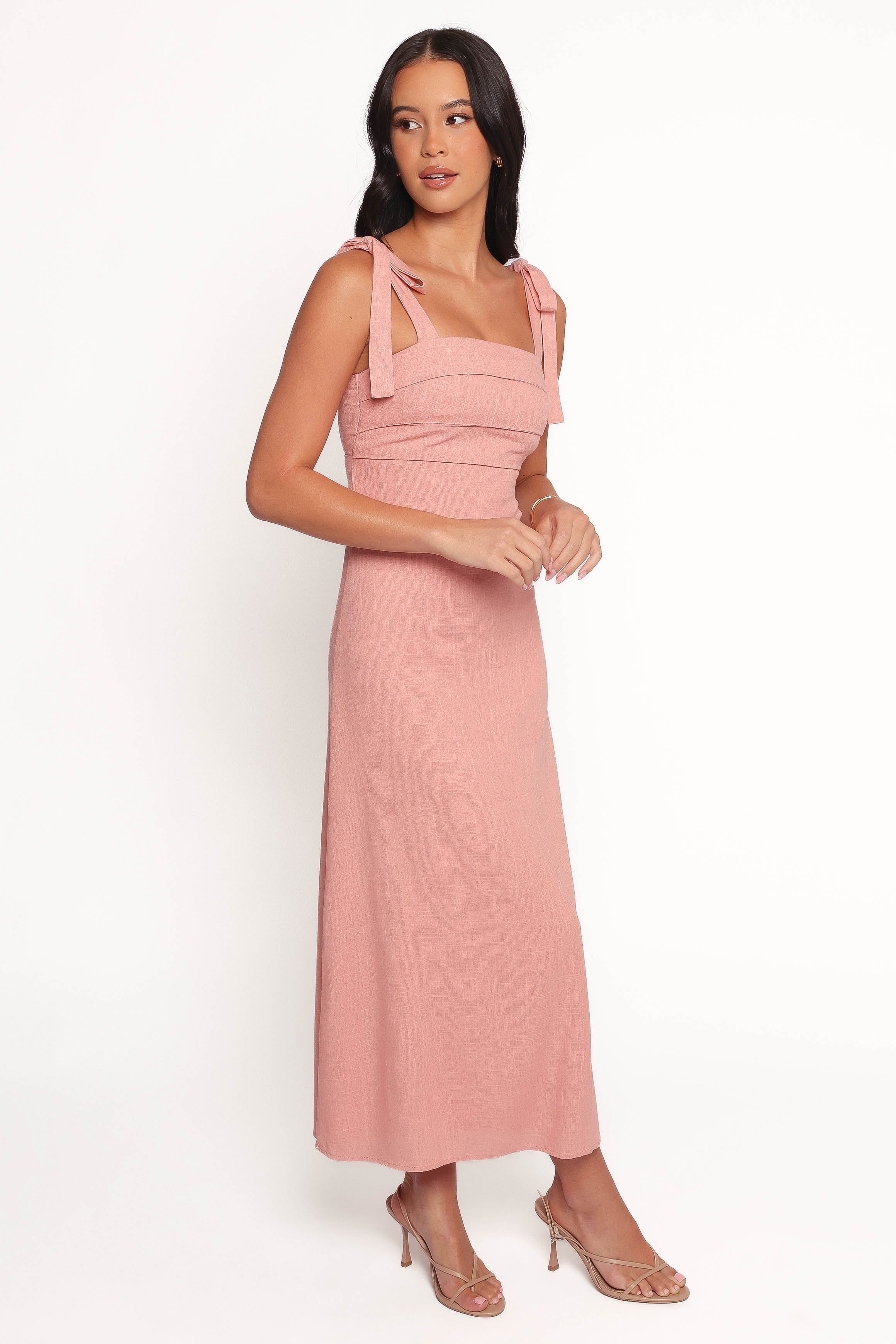 Patterson Tie Shoulder Midi Dress - Blush
