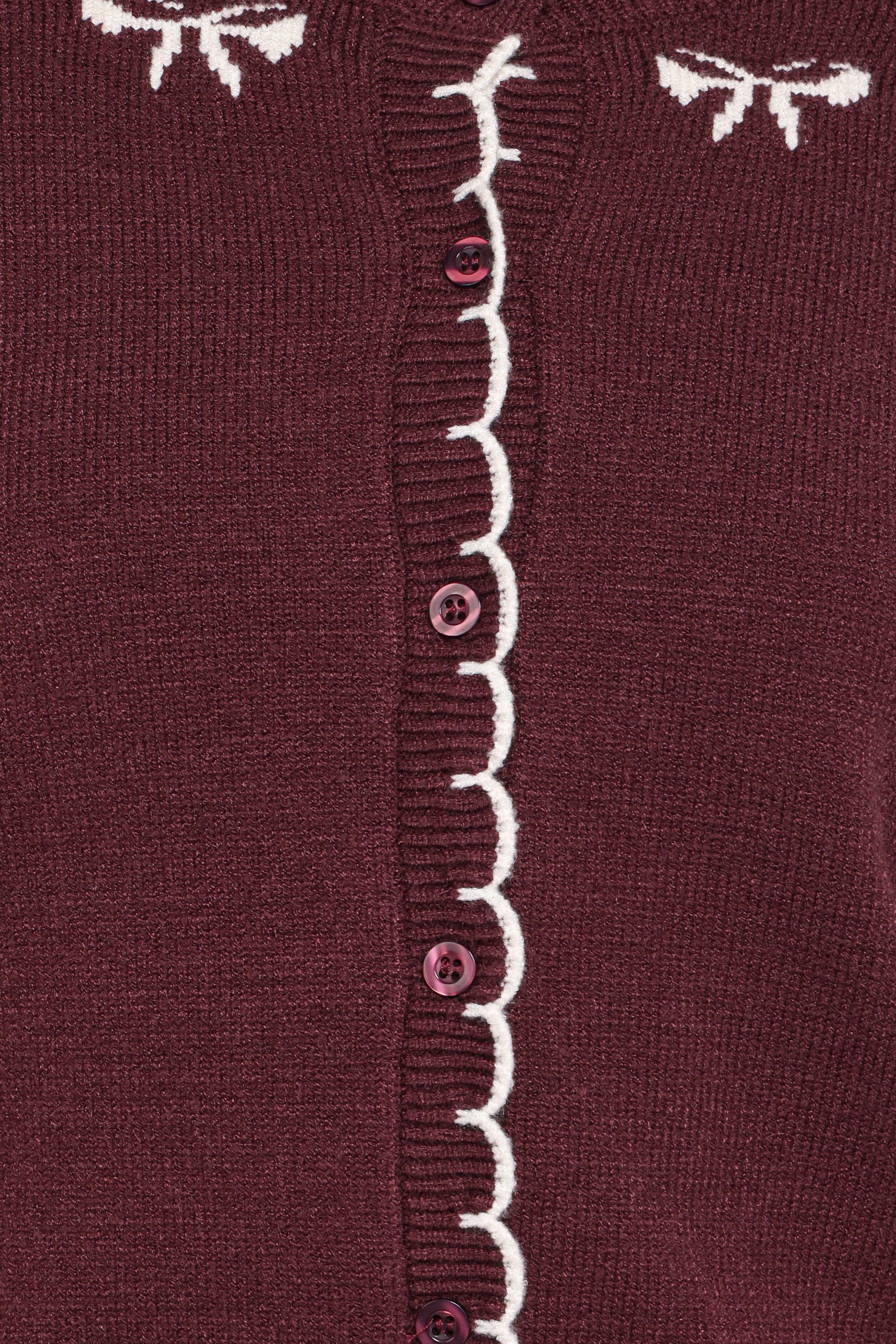 Payton Bow Scallop Cardigan - Plum