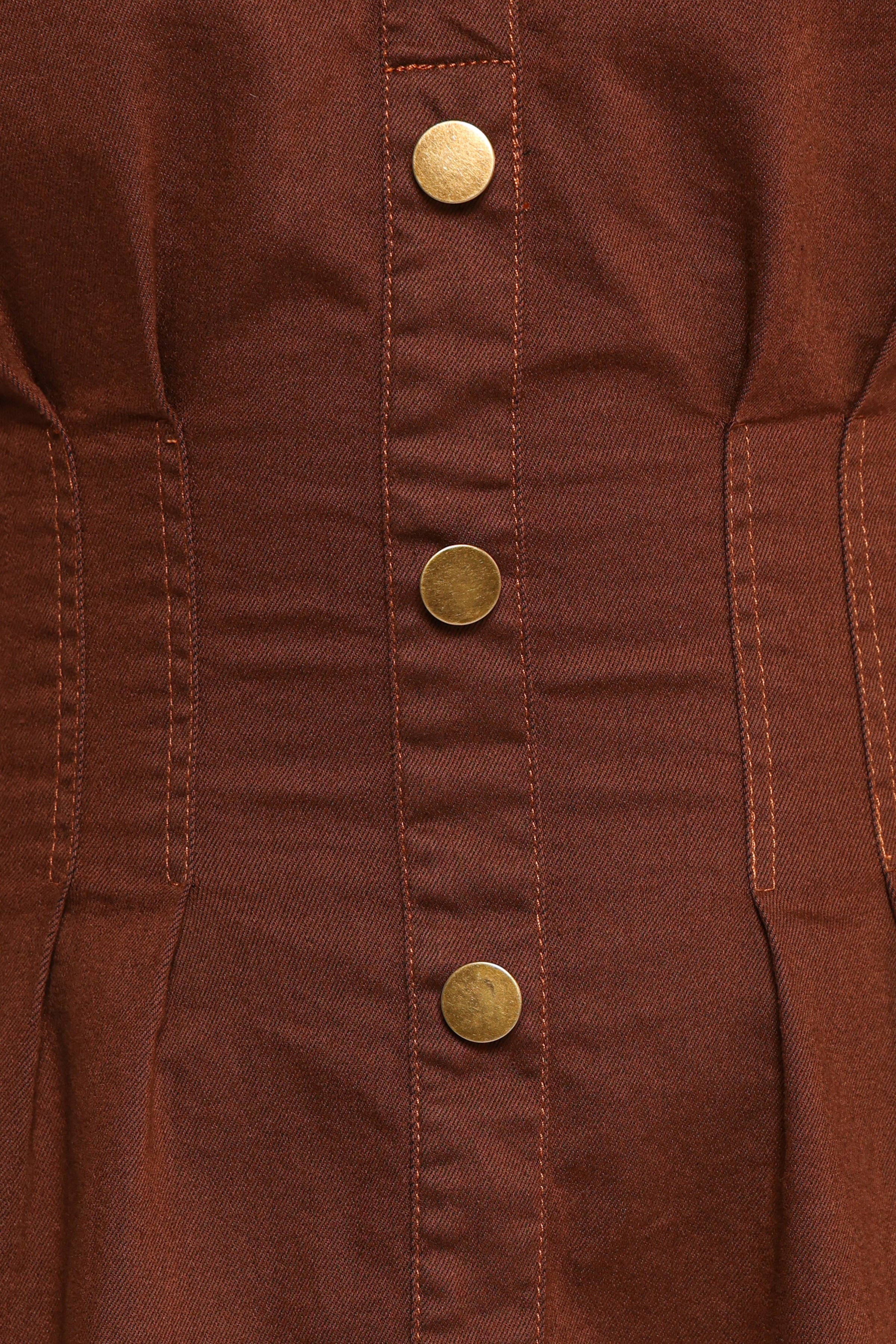 Phoenix Long Sleeve Mini Dress - Brown Denim