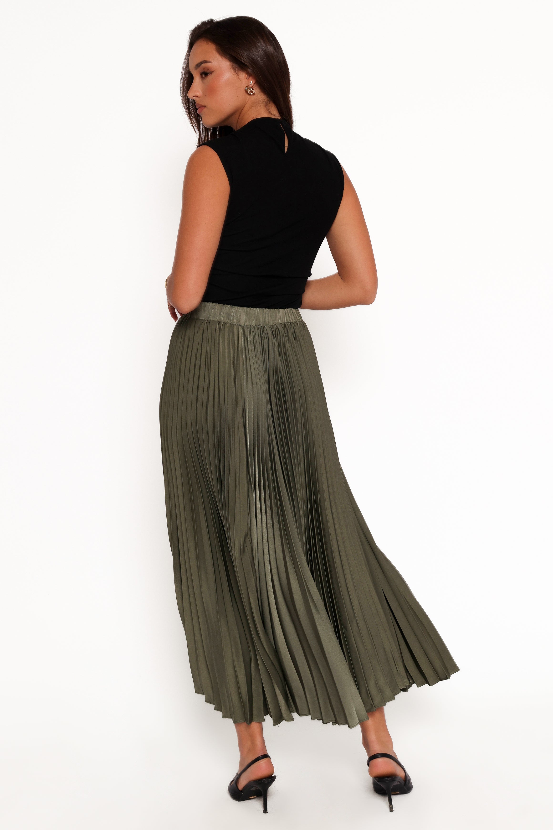 Polina Pleated Maxi Skirt - Olive