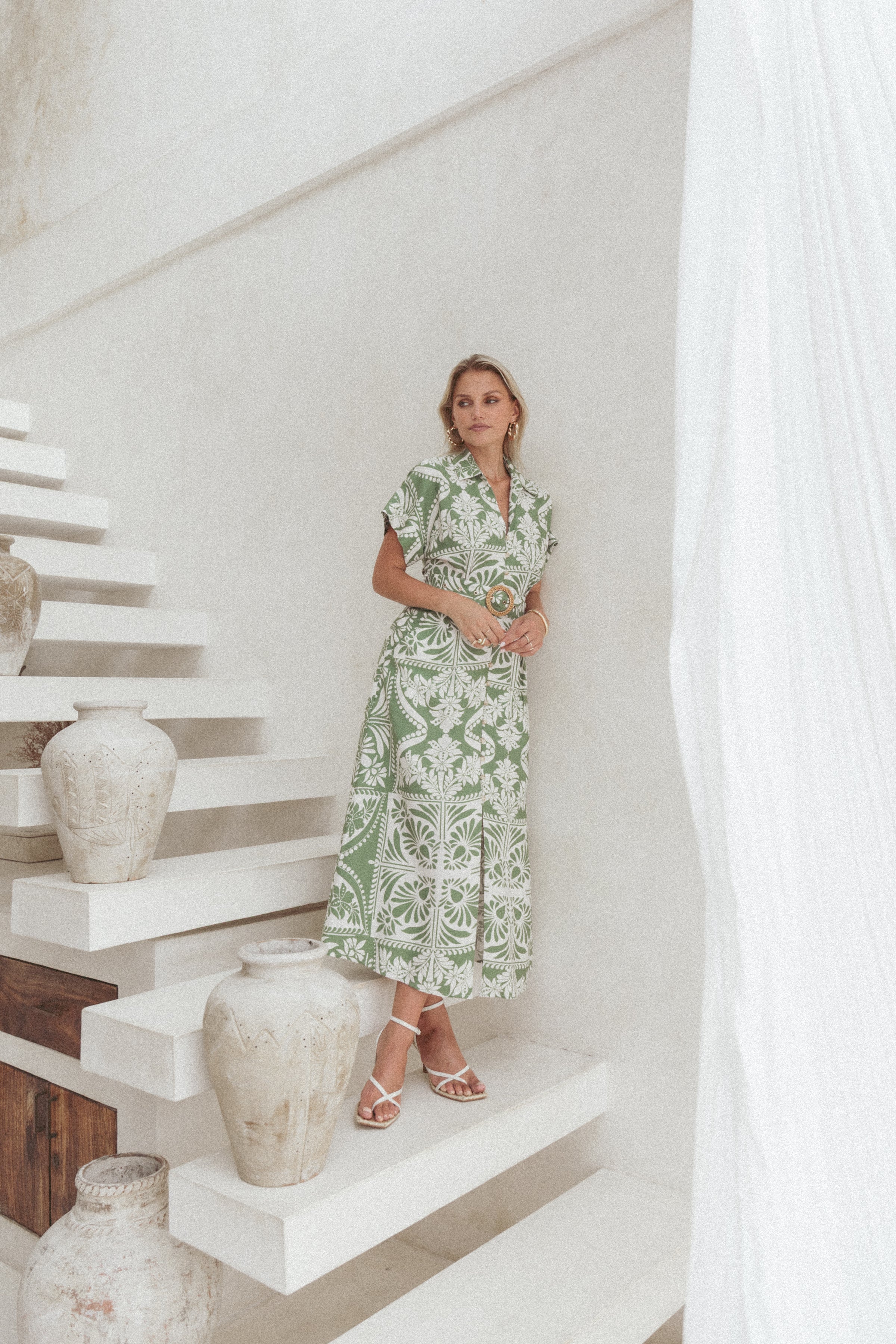 Preston Midi Dress - Green Floral