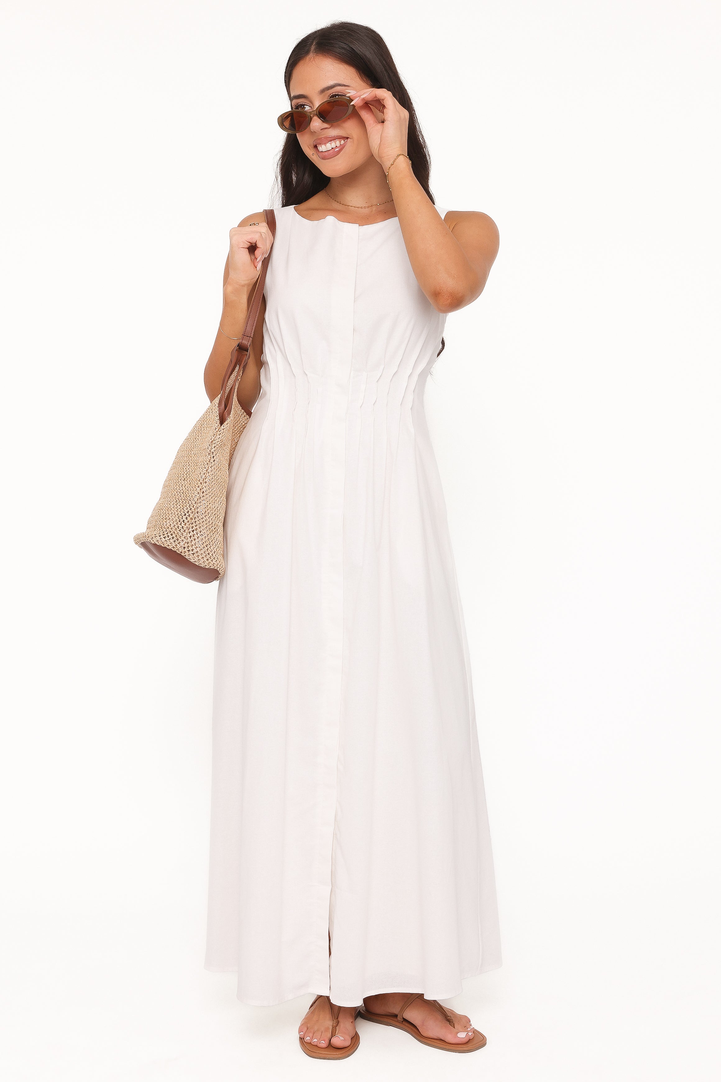 Prunella Midi Dress - White