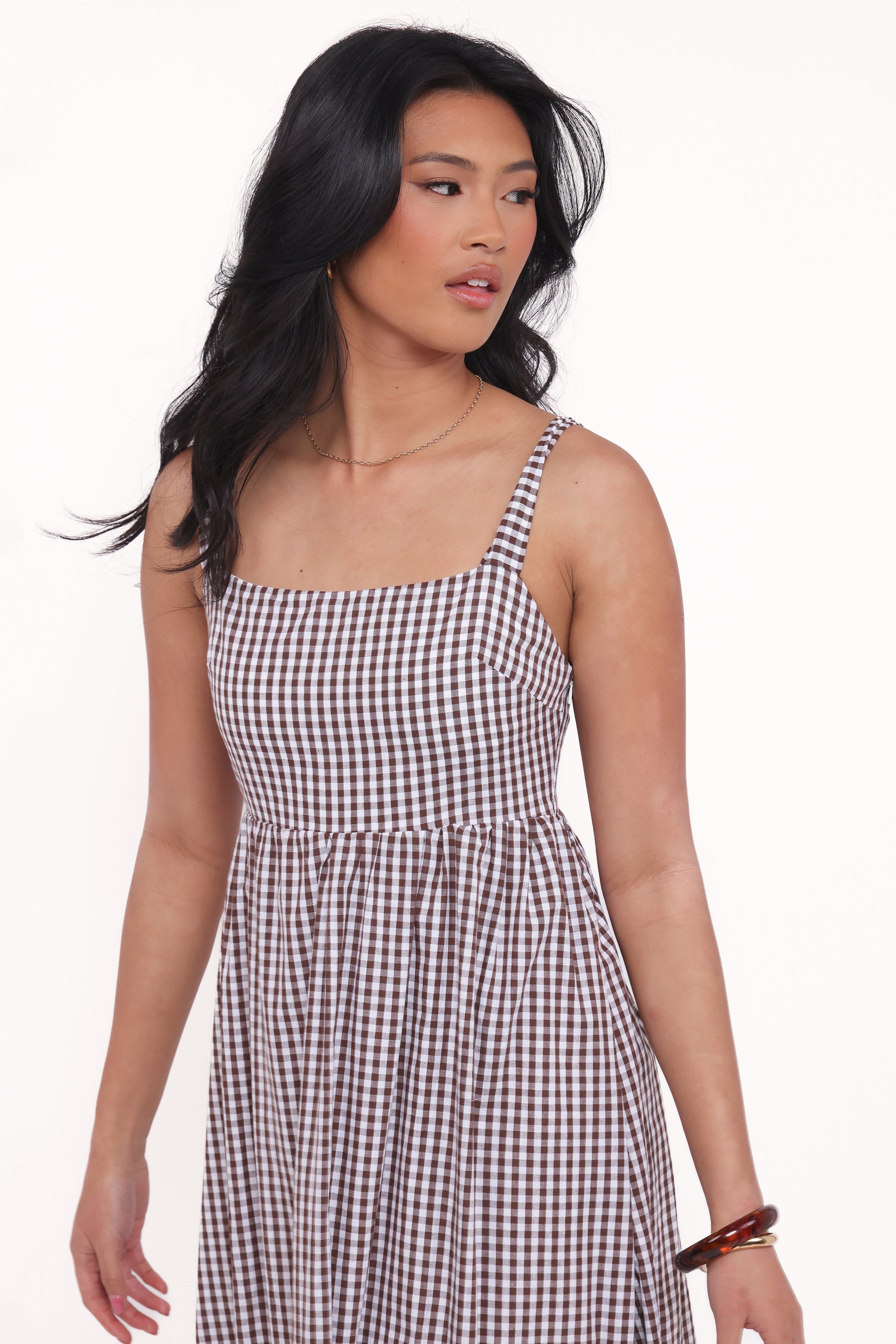 Reid Maxi Dress - Brown Gingham