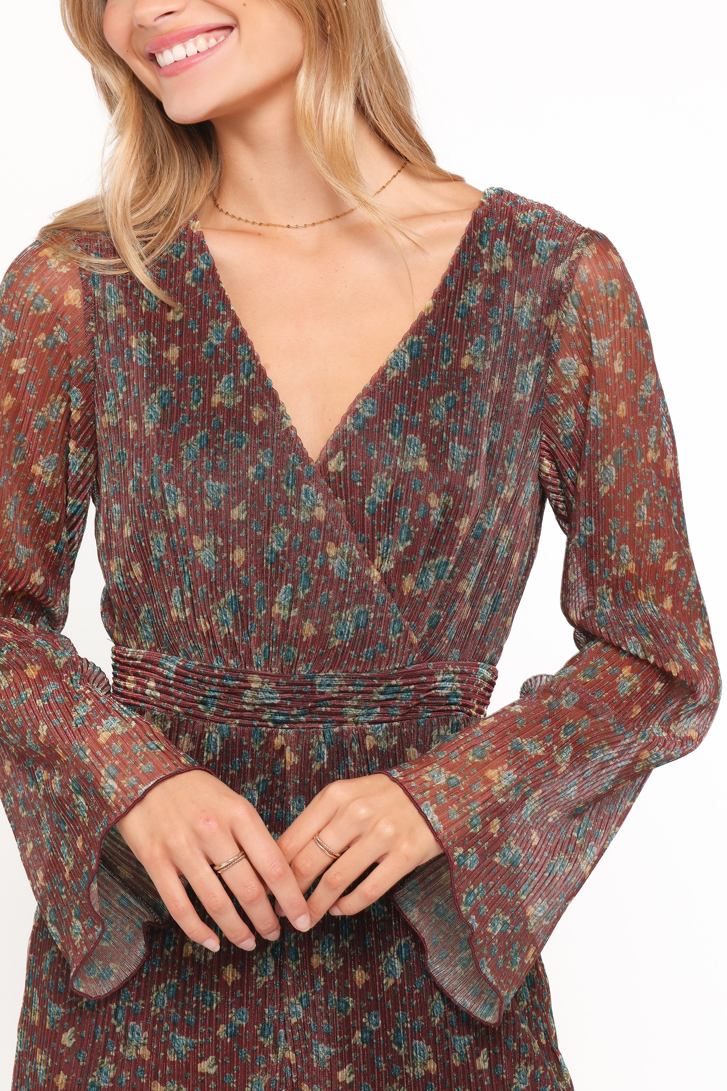 Rhiannon Long Sleeve Romper - Brown Floral