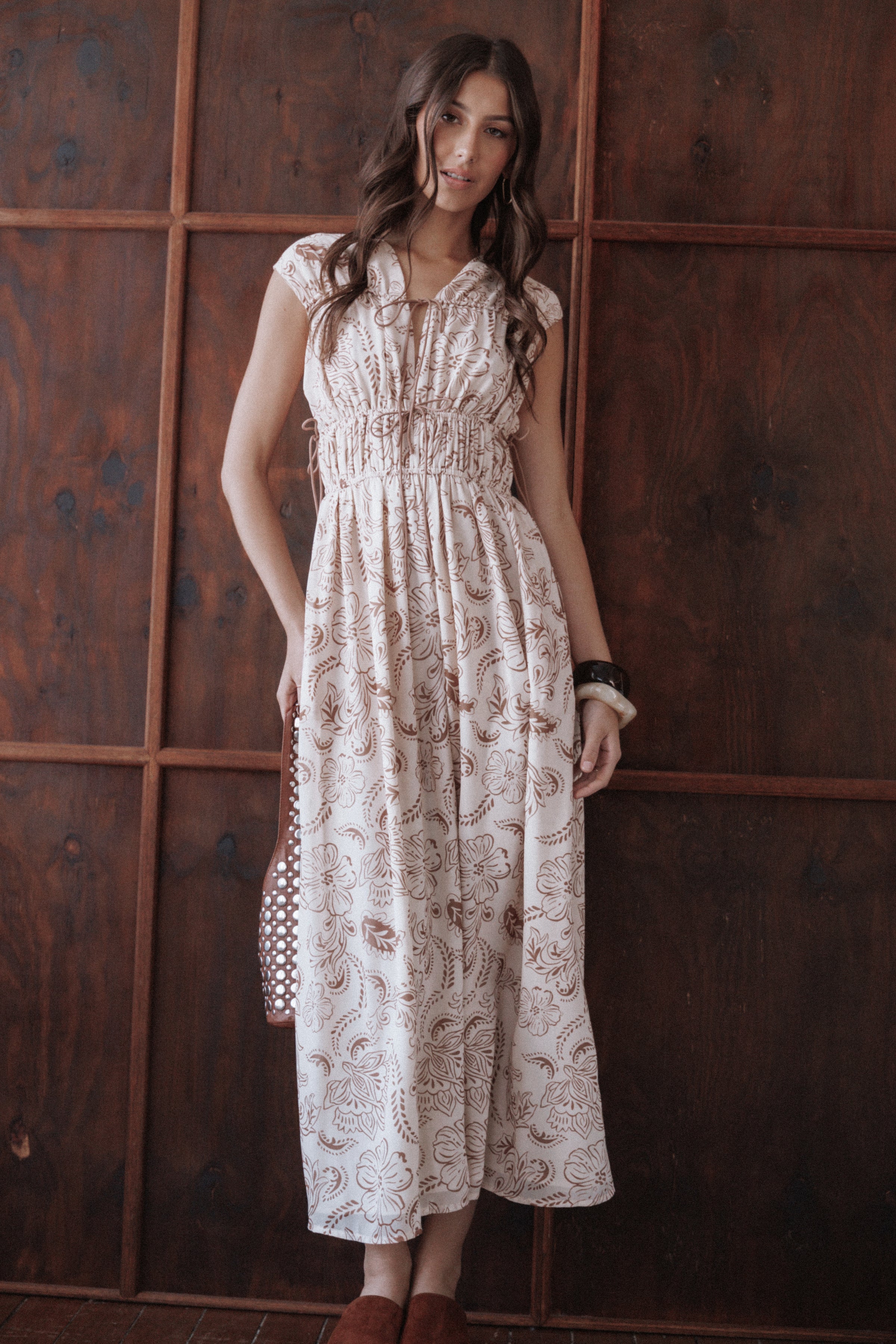 Safira Midi Dress - Brown Paisley