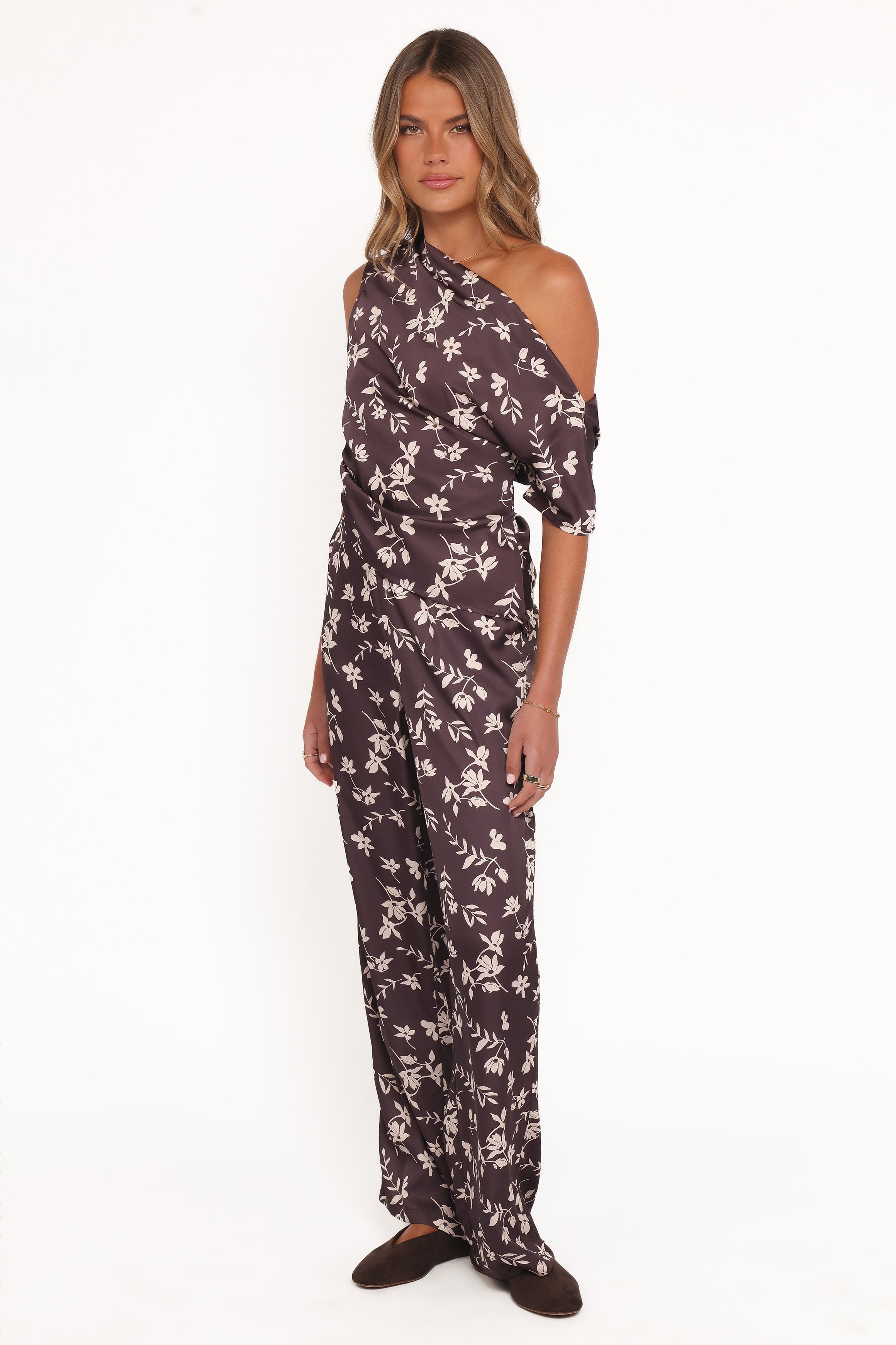 Romola Pant - Brown Cream Floral