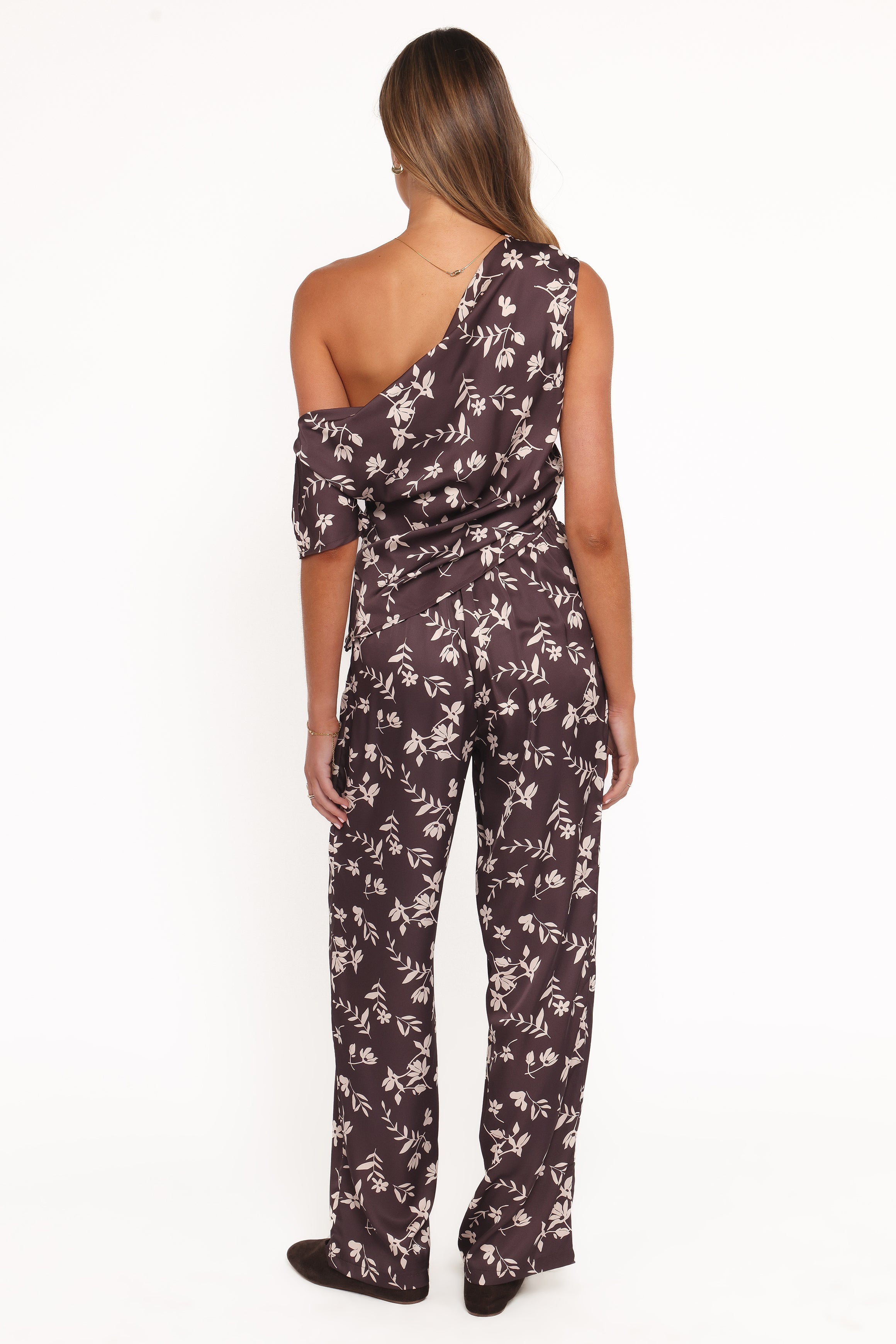 Romola Pant - Brown Cream Floral
