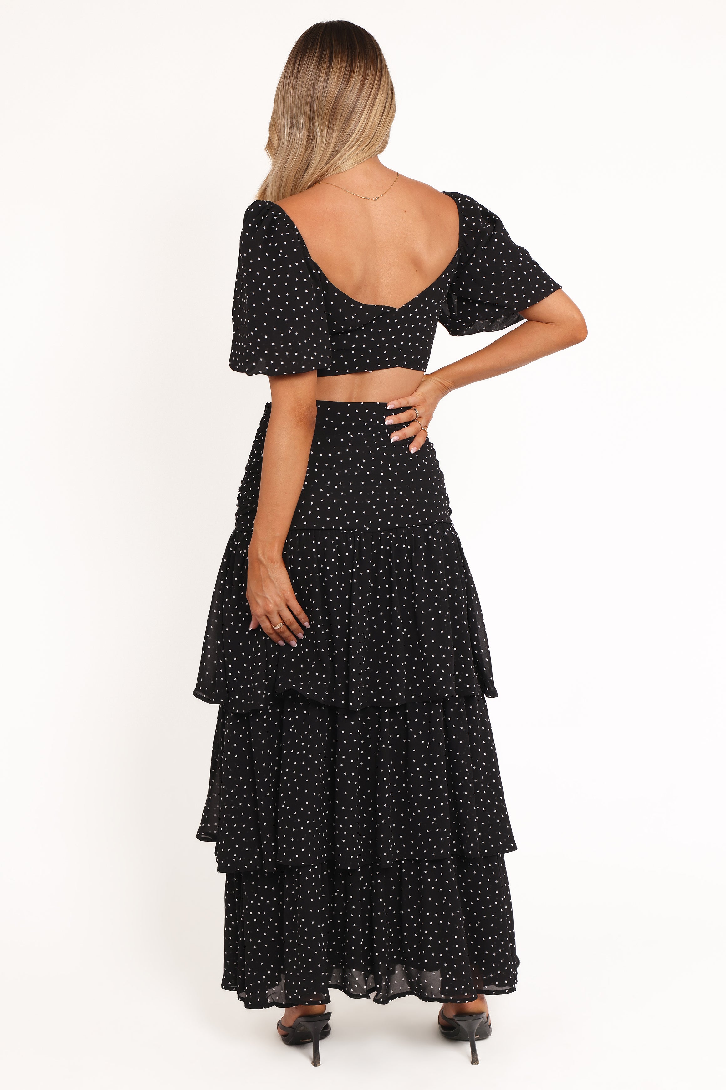 Selina Skirt Set - Black Polka Dot
